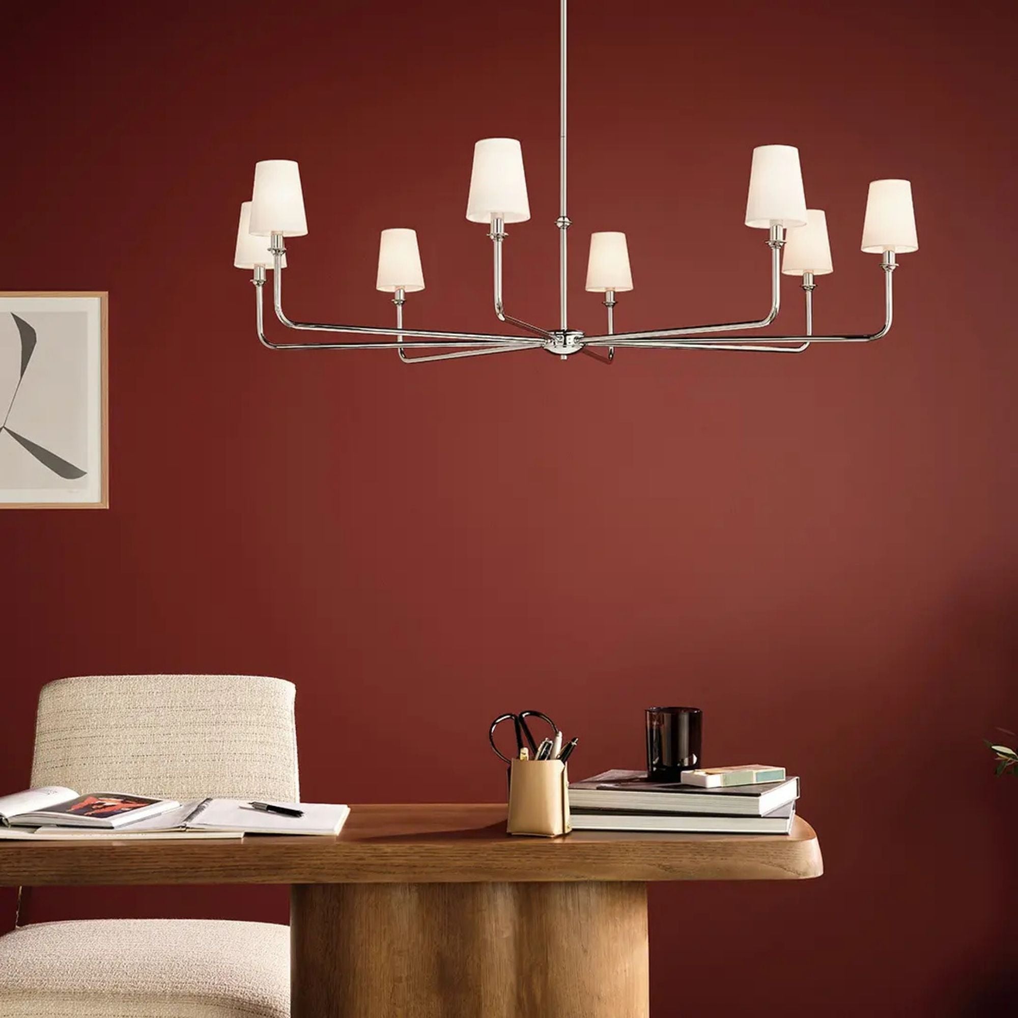 Pallas 52" 8-Light Chandelier, Polished Nickel Finish