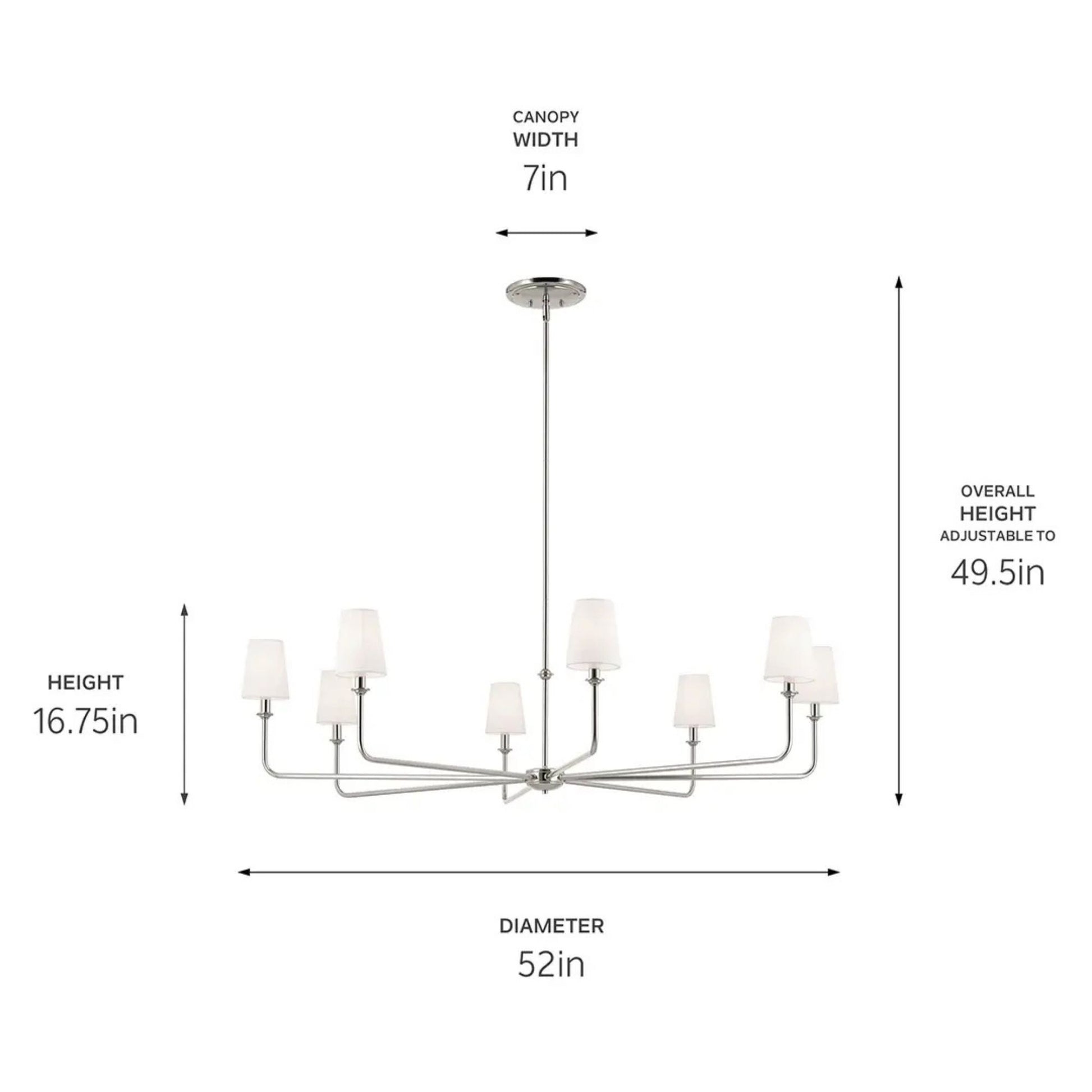 Kichler Lighting - Pallas 52" 8-Light Chandelier, Polished Nickel Finish | Bees Lighting