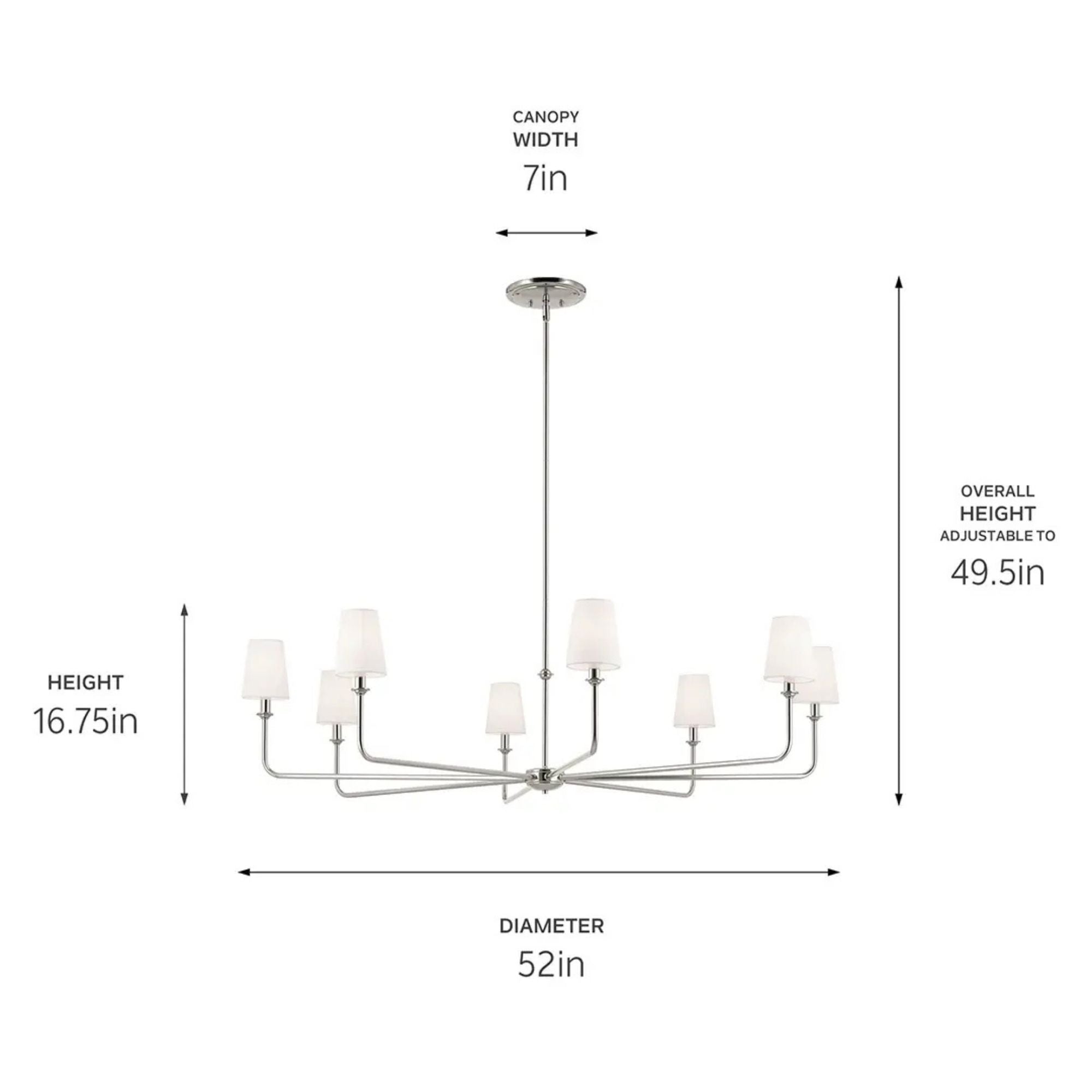 Kichler Lighting - Pallas 52" 8-Light Chandelier, Polished Nickel Finish | Bees Lighting