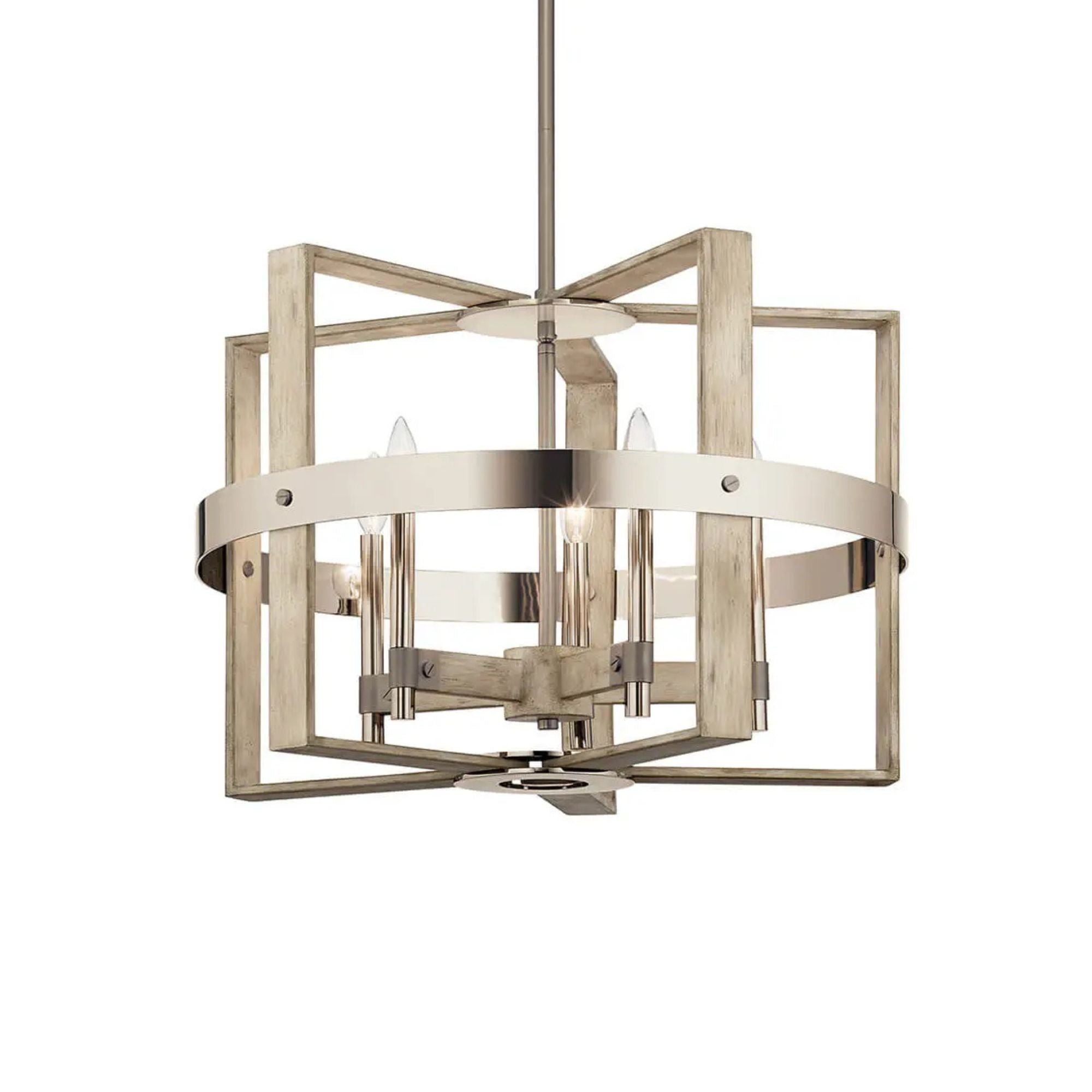 Peyton 26" 5-Light Chandelier, White Washed Wood Finish