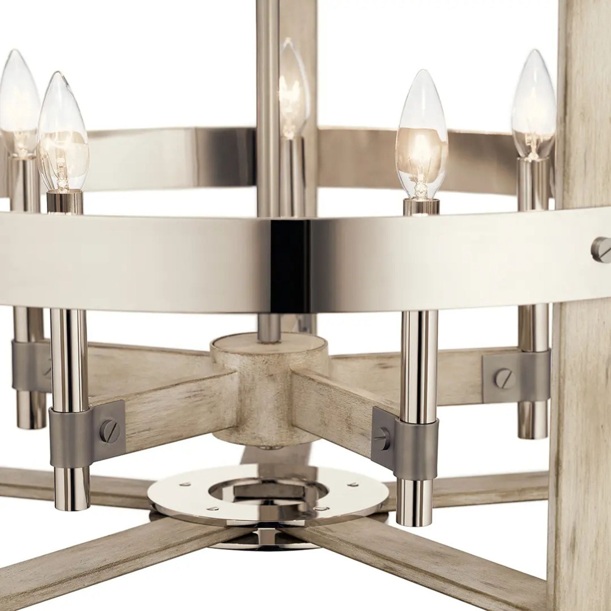 Peyton 26" 5-Light Chandelier, White Washed Wood Finish