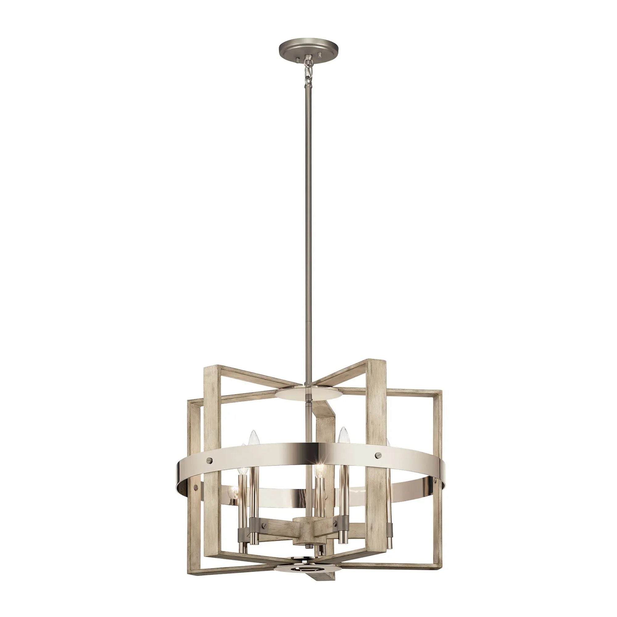 Peyton 26" 5-Light Chandelier, White Washed Wood Finish