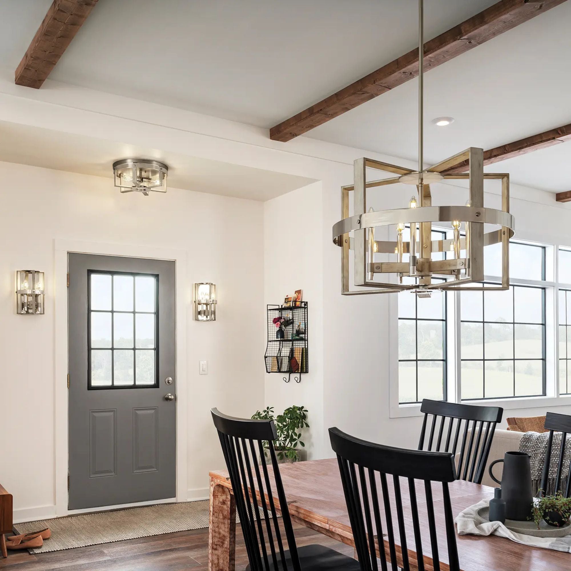 Peyton 26" 5-Light Chandelier, White Washed Wood Finish