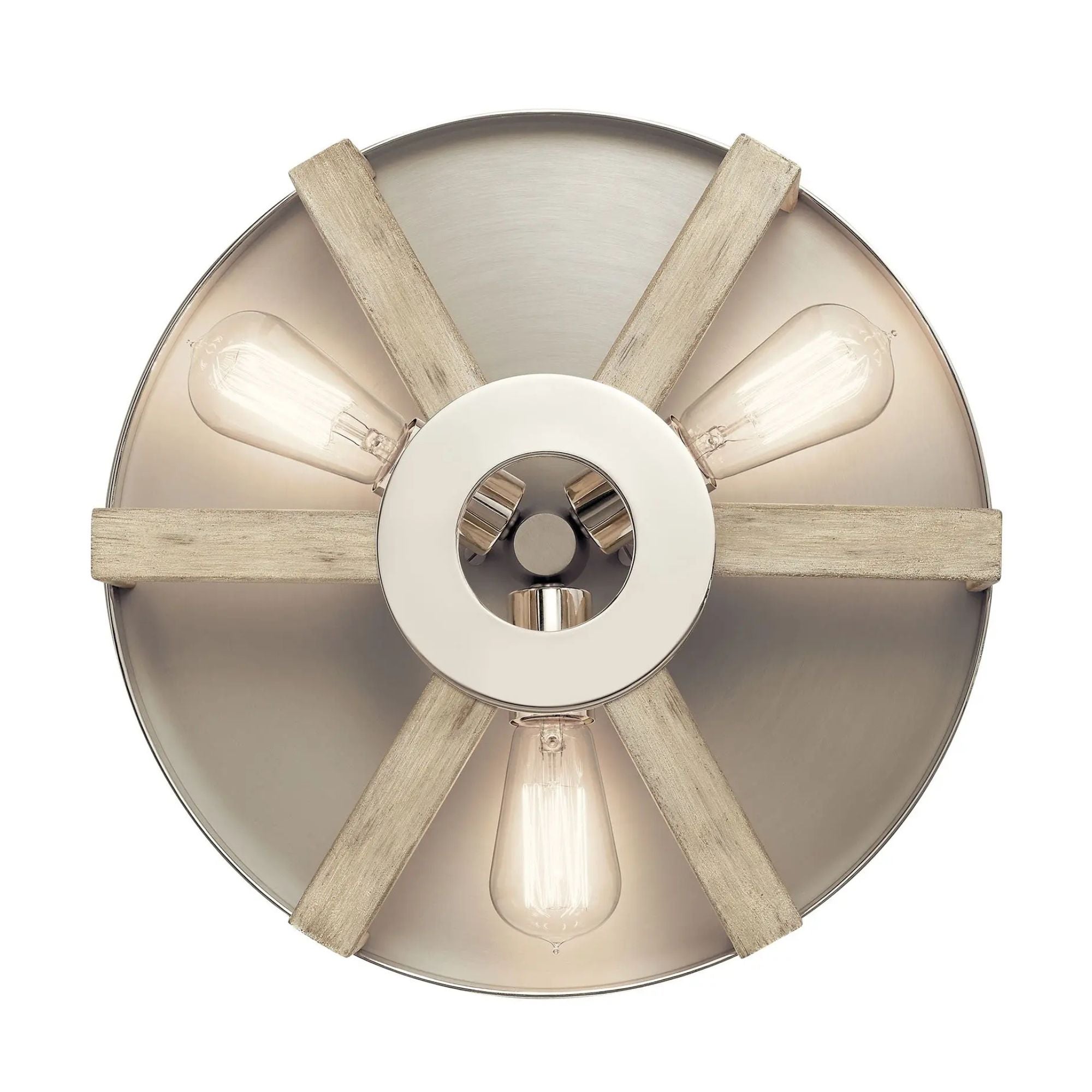 Peyton 16" 3-Light Flush Mount, White Washed Wood Finish