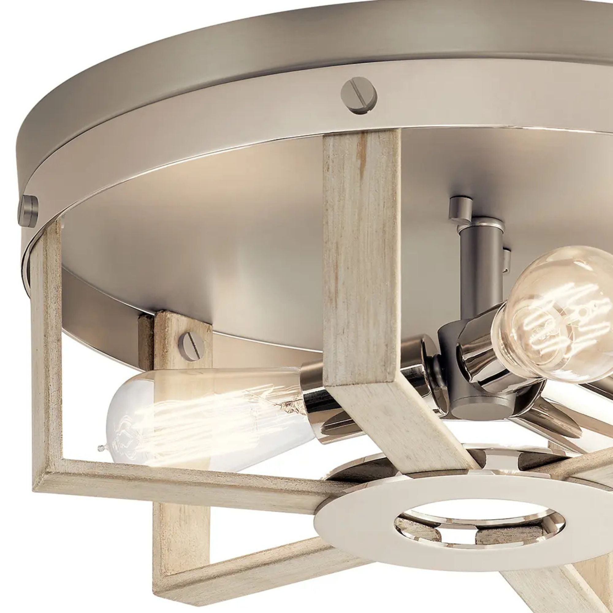 Peyton 16" 3-Light Flush Mount, White Washed Wood Finish