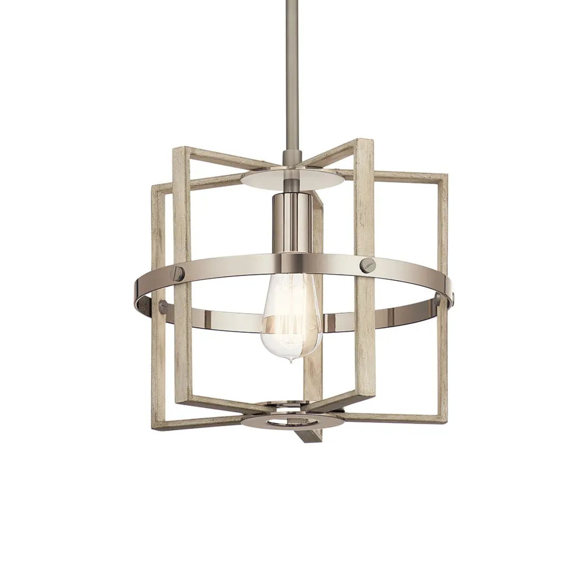 Peyton 12" Pendant, White Washed Wood Finish