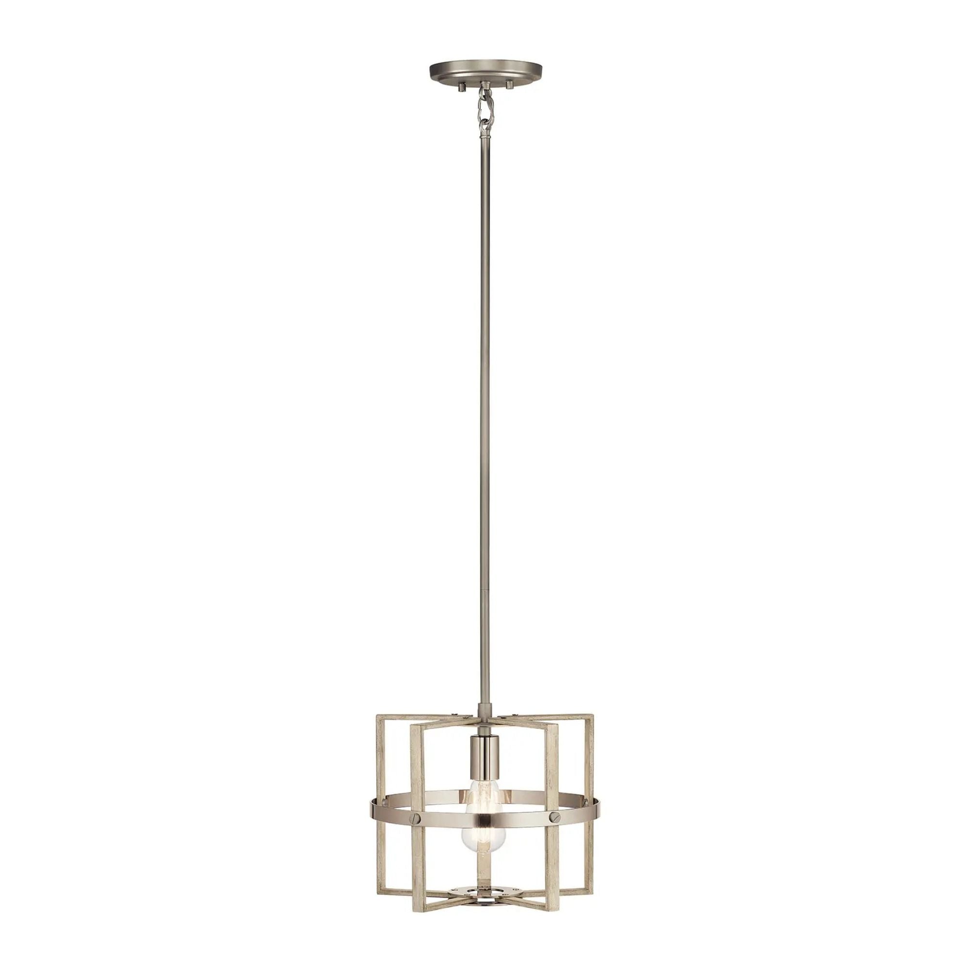 Peyton 12" Pendant, White Washed Wood Finish