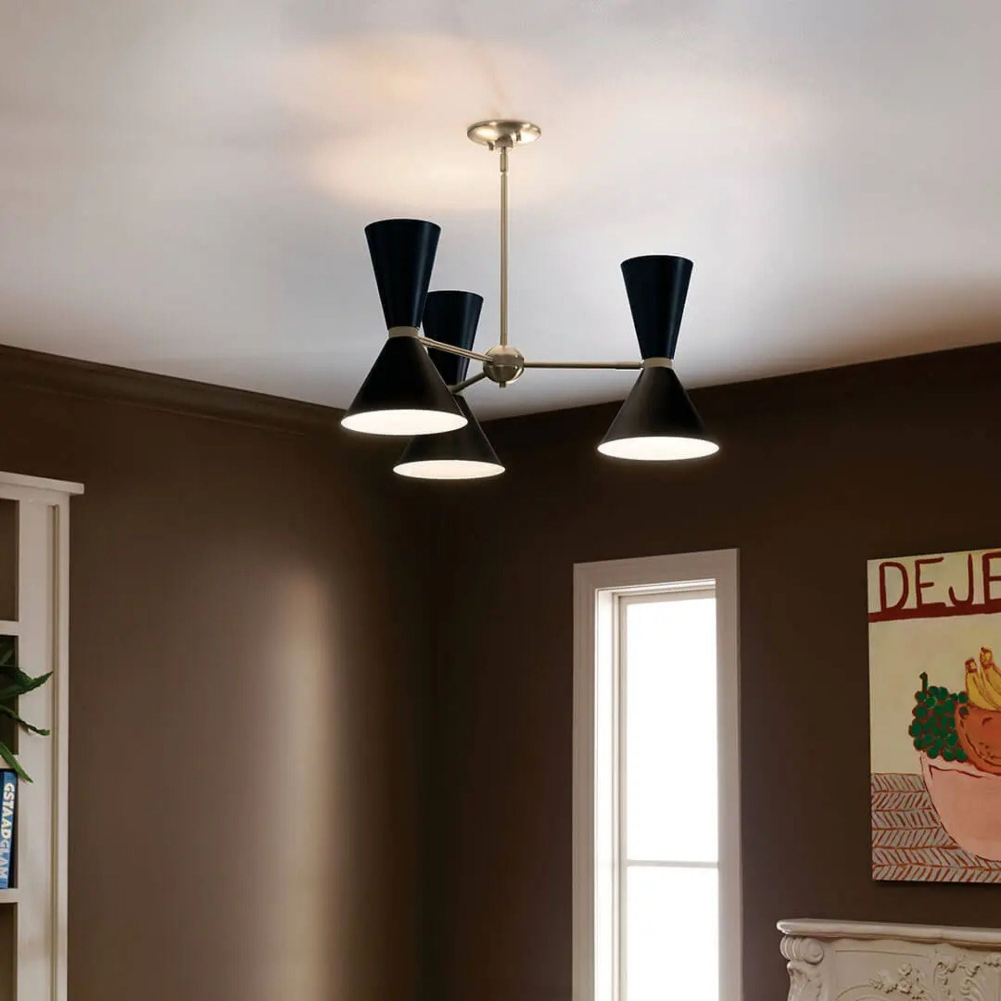 Phix 31" 6-Light Chandelier, Champagne Bronze & Black Finish