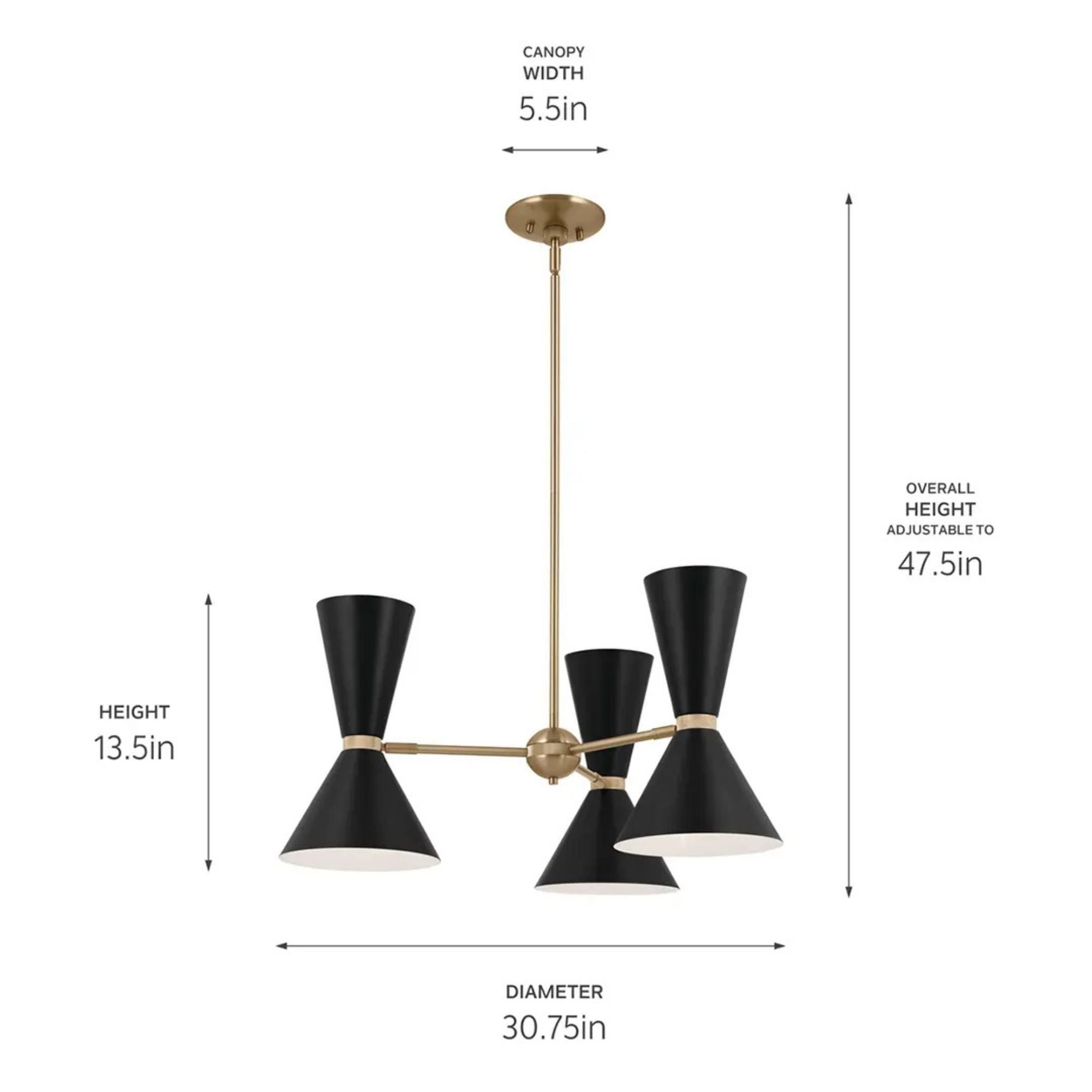 Phix 31" 6-Light Chandelier, Champagne Bronze & Black Finish