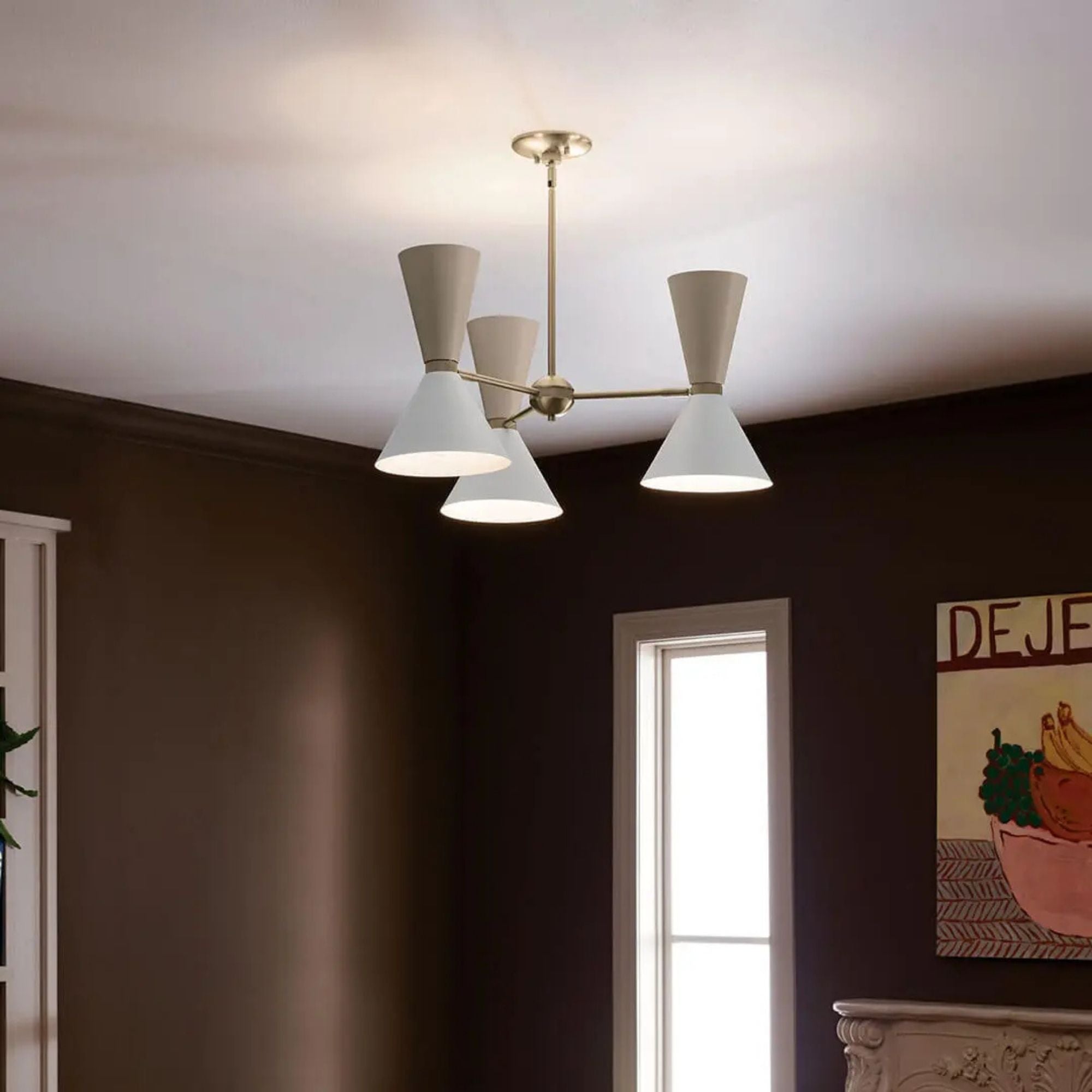 Phix 31" 6-Light Chandelier, Champagne Bronze & Greige Finish