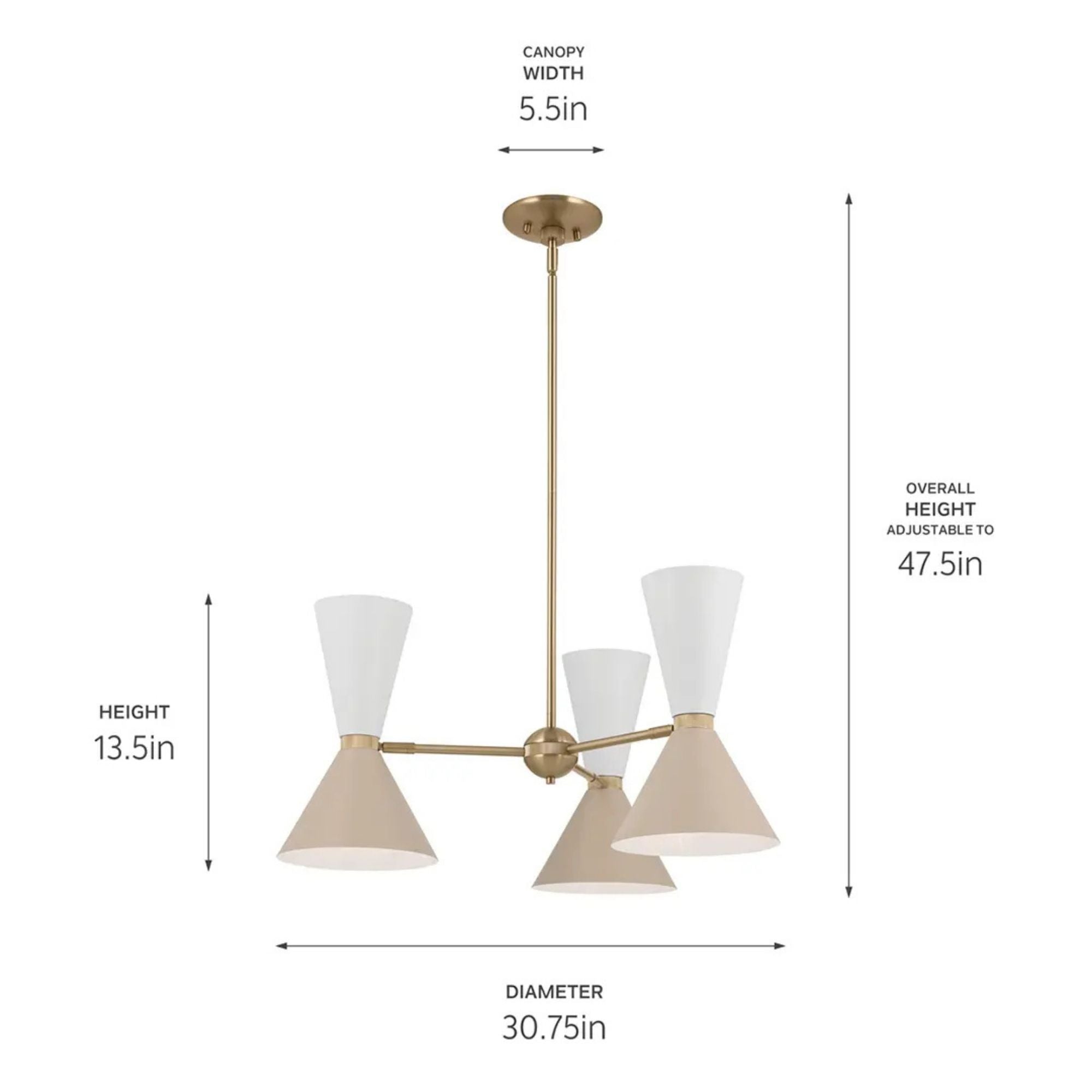 Phix 31" 6-Light Chandelier, Champagne Bronze & Greige Finish
