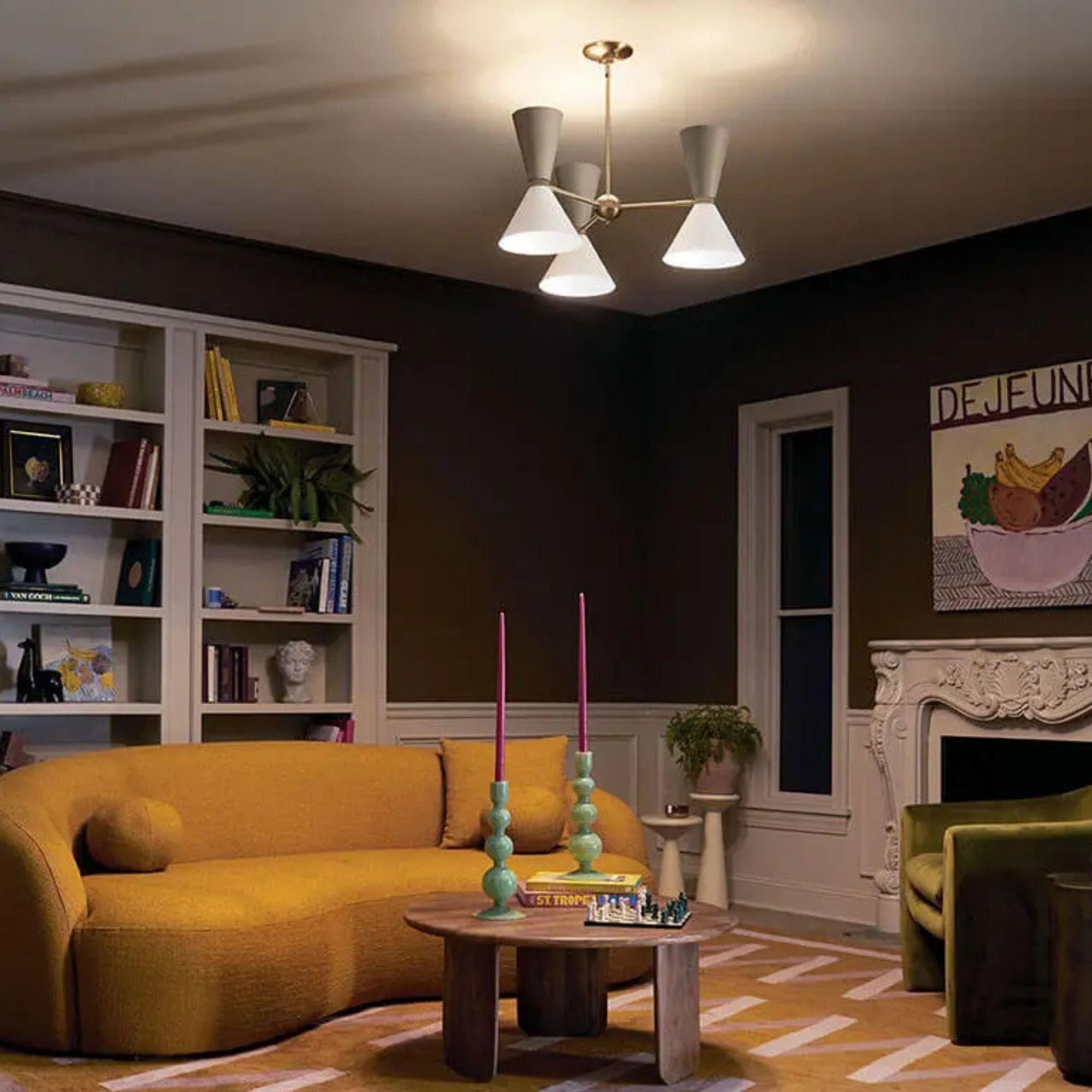 Phix 31" 6-Light Chandelier, Champagne Bronze & Greige Finish