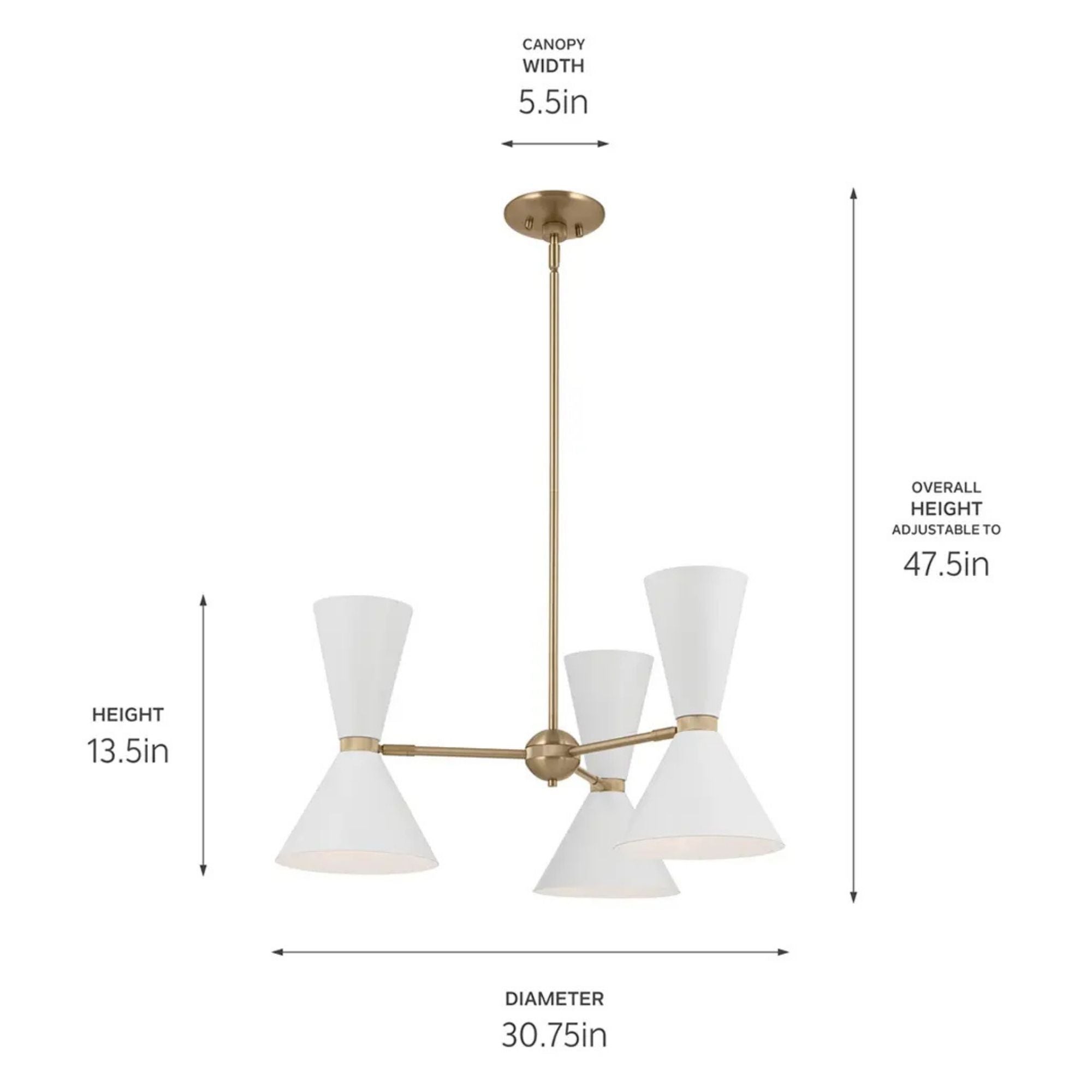 Phix 31" 6-Light Chandelier, Champagne Bronze & White Finish