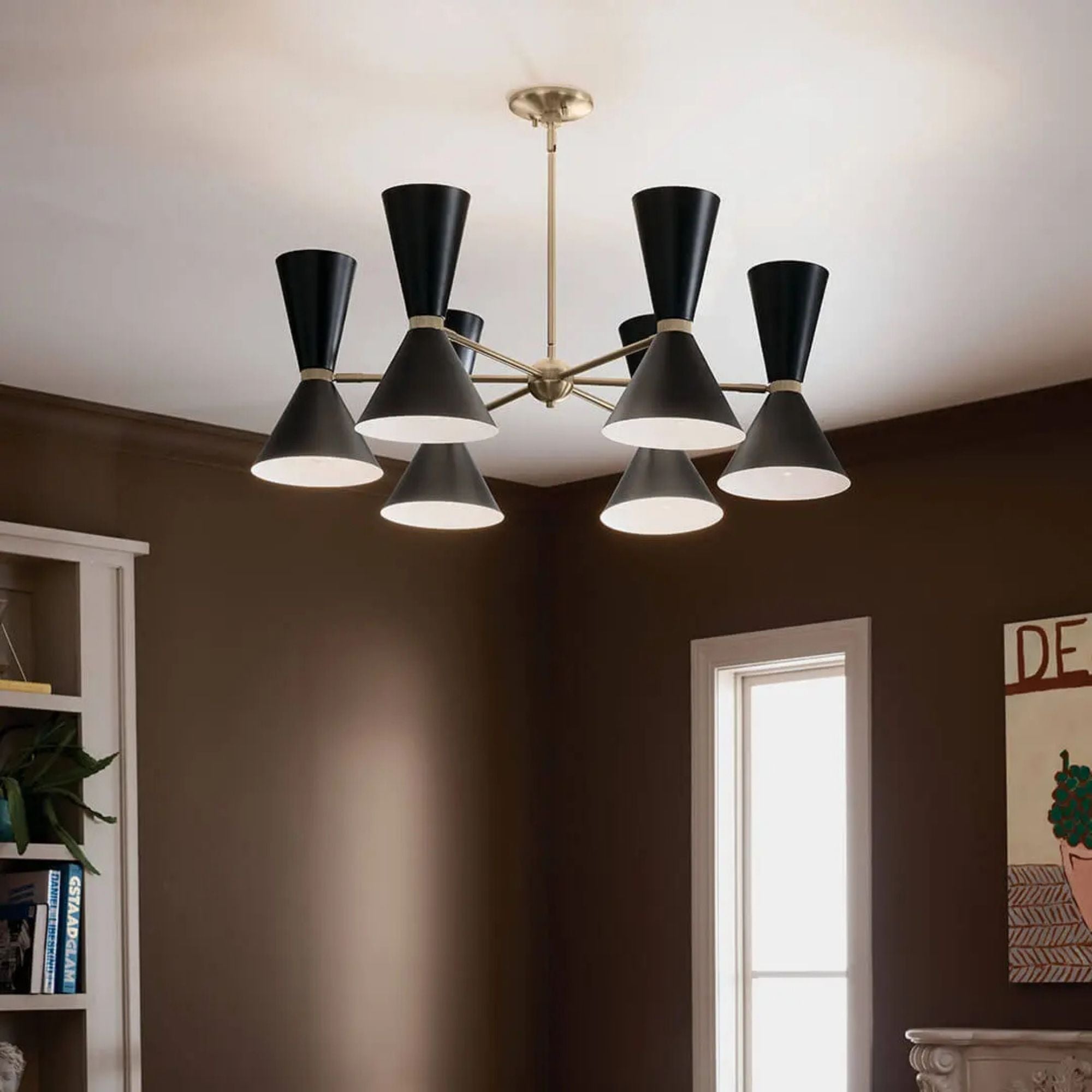 Phix 39" 12-Light Chandelier, Champagne Bronze & Black Finish