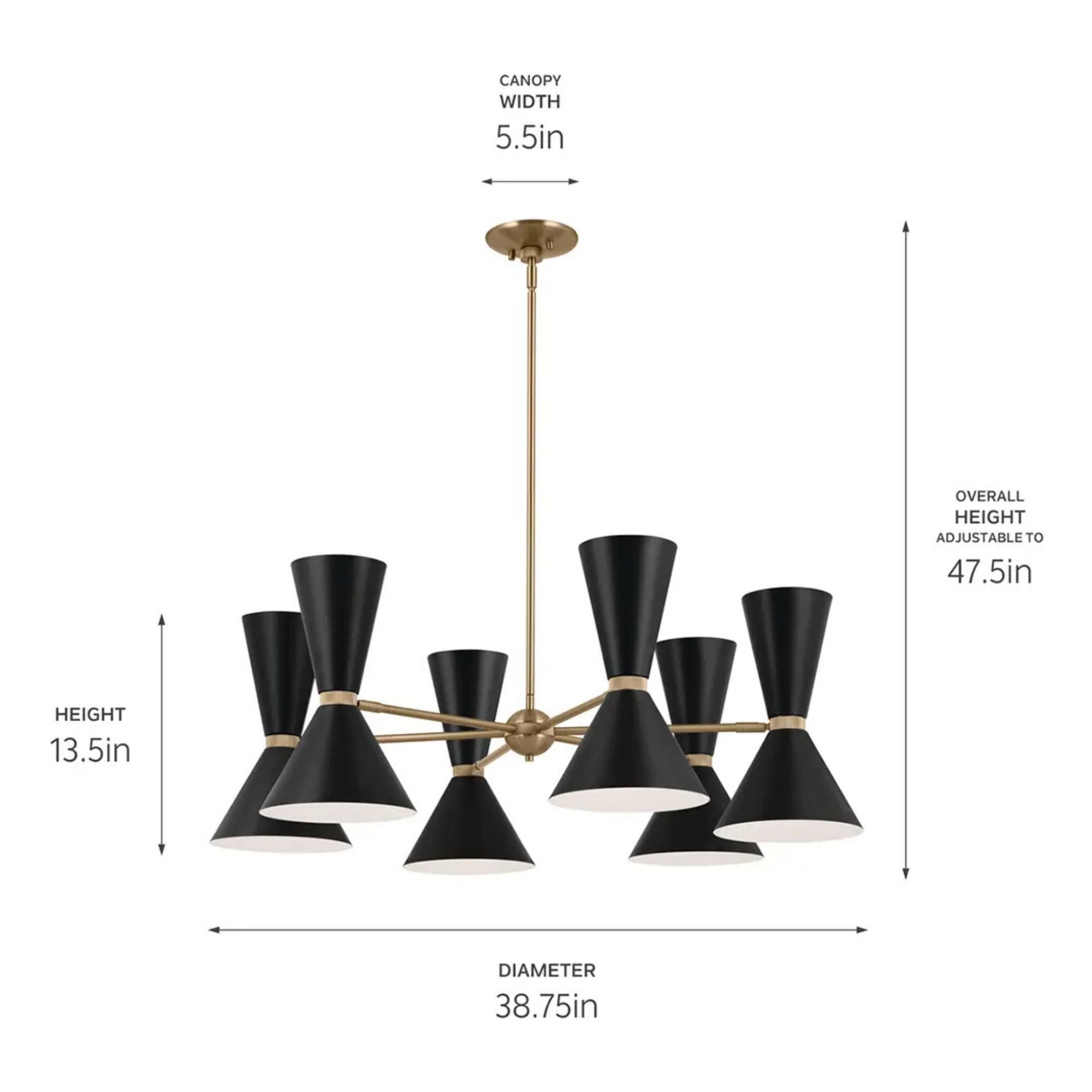 Phix 39" 12-Light Chandelier, Champagne Bronze & Black Finish