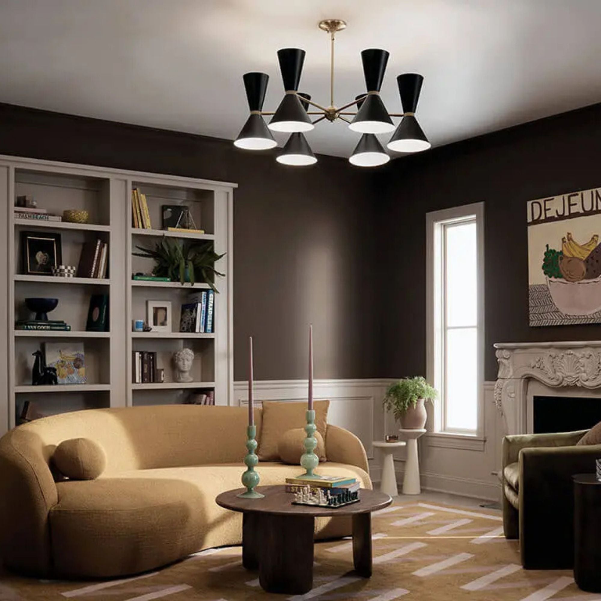Phix 39" 12-Light Chandelier, Champagne Bronze & Black Finish