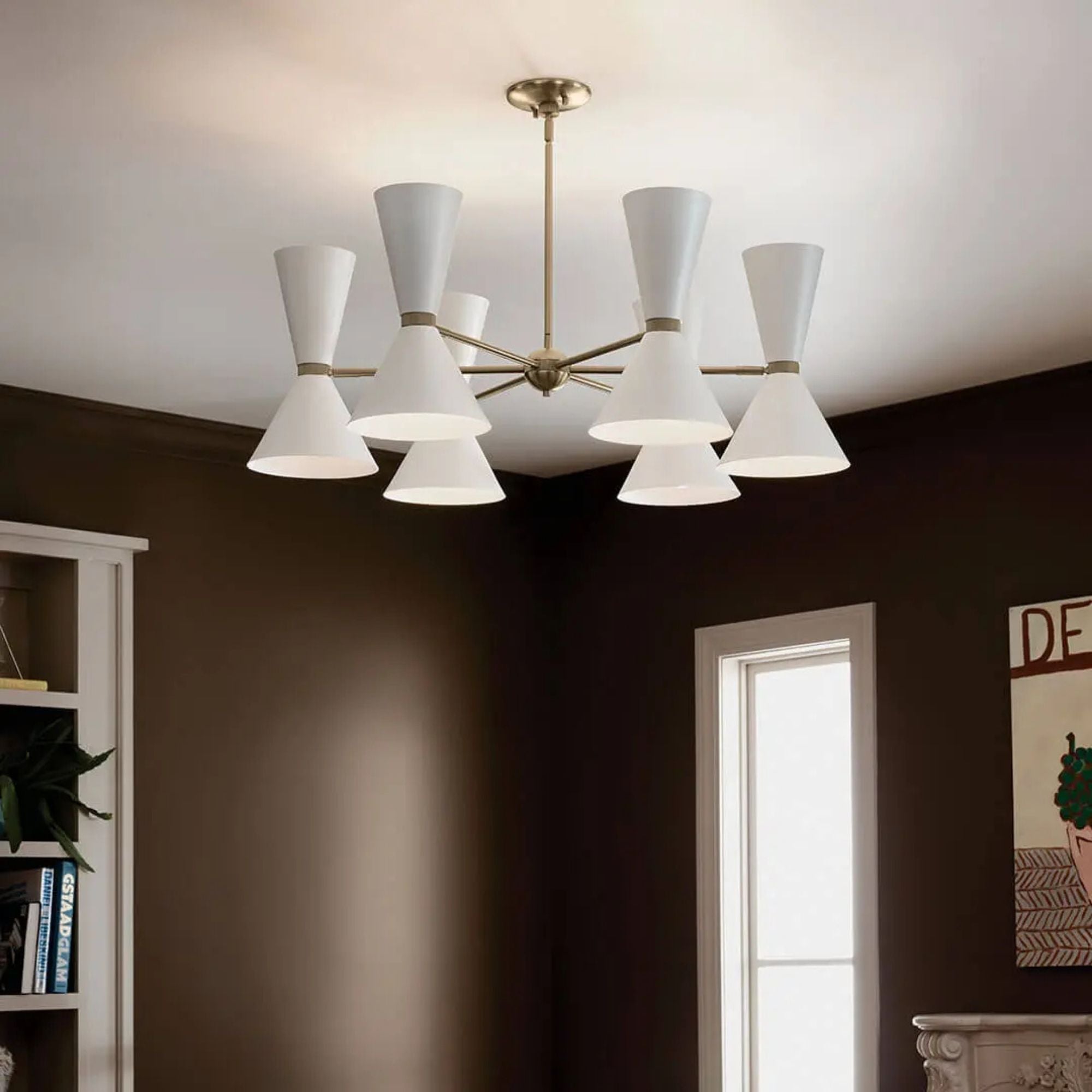 Phix 39" 12-Light Chandelier, Champagne Bronze & White Finish