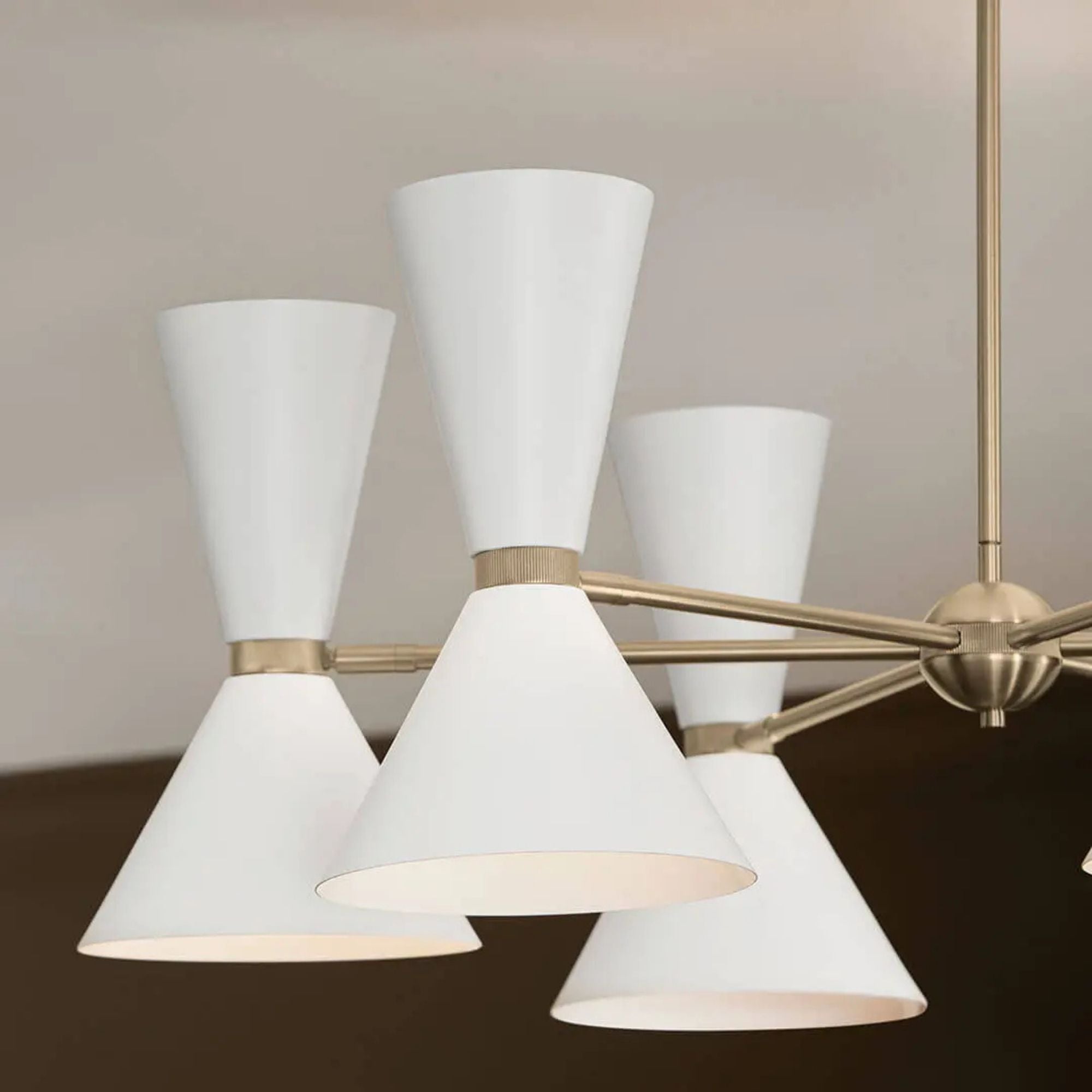 Phix 39" 12-Light Chandelier, Champagne Bronze & White Finish