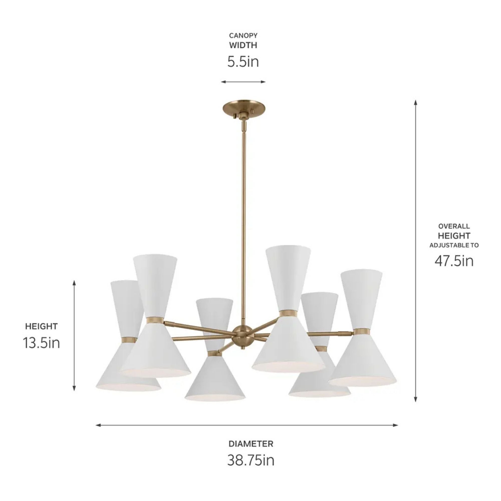 Phix 39" 12-Light Chandelier, Champagne Bronze & White Finish
