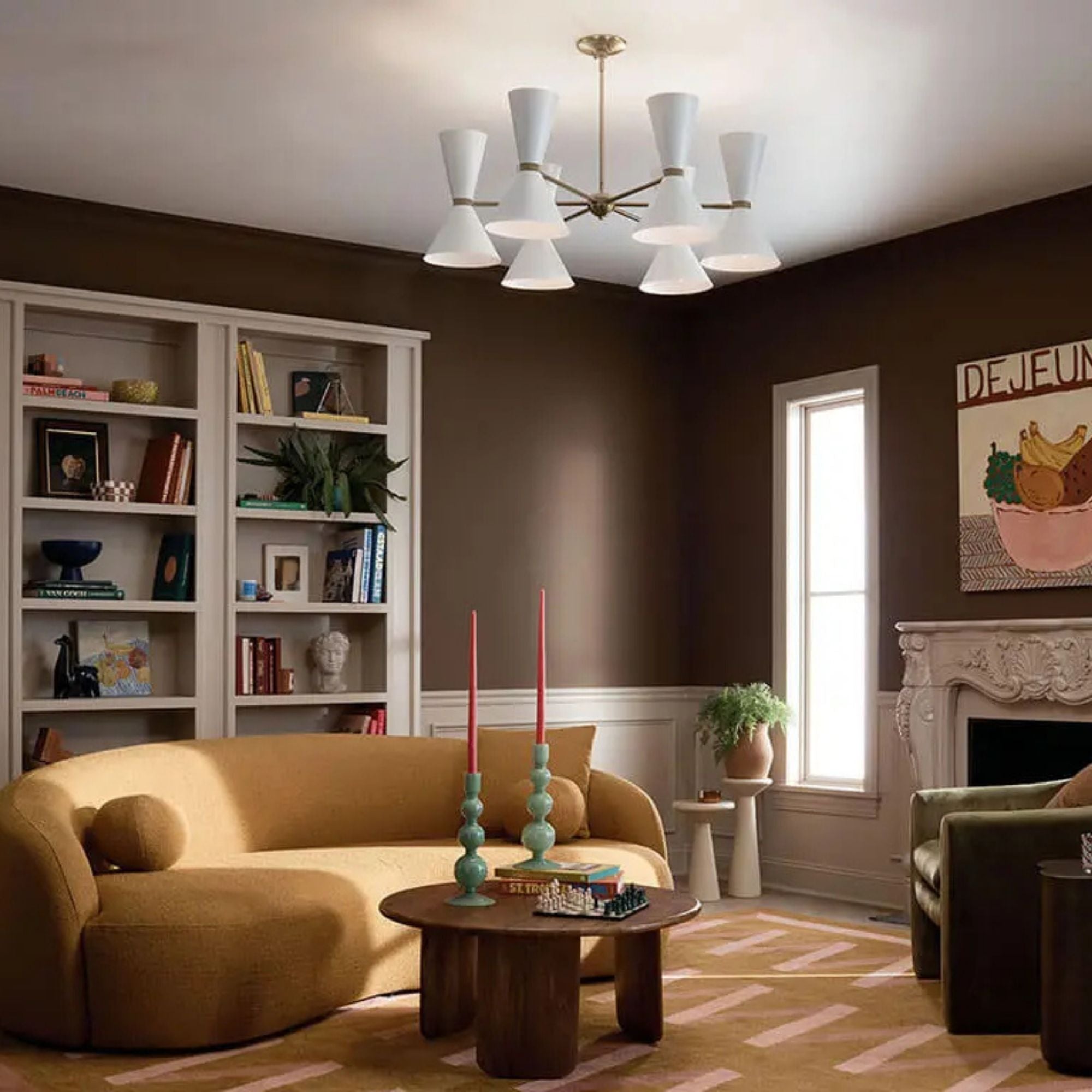 Phix 39" 12-Light Chandelier, Champagne Bronze & White Finish