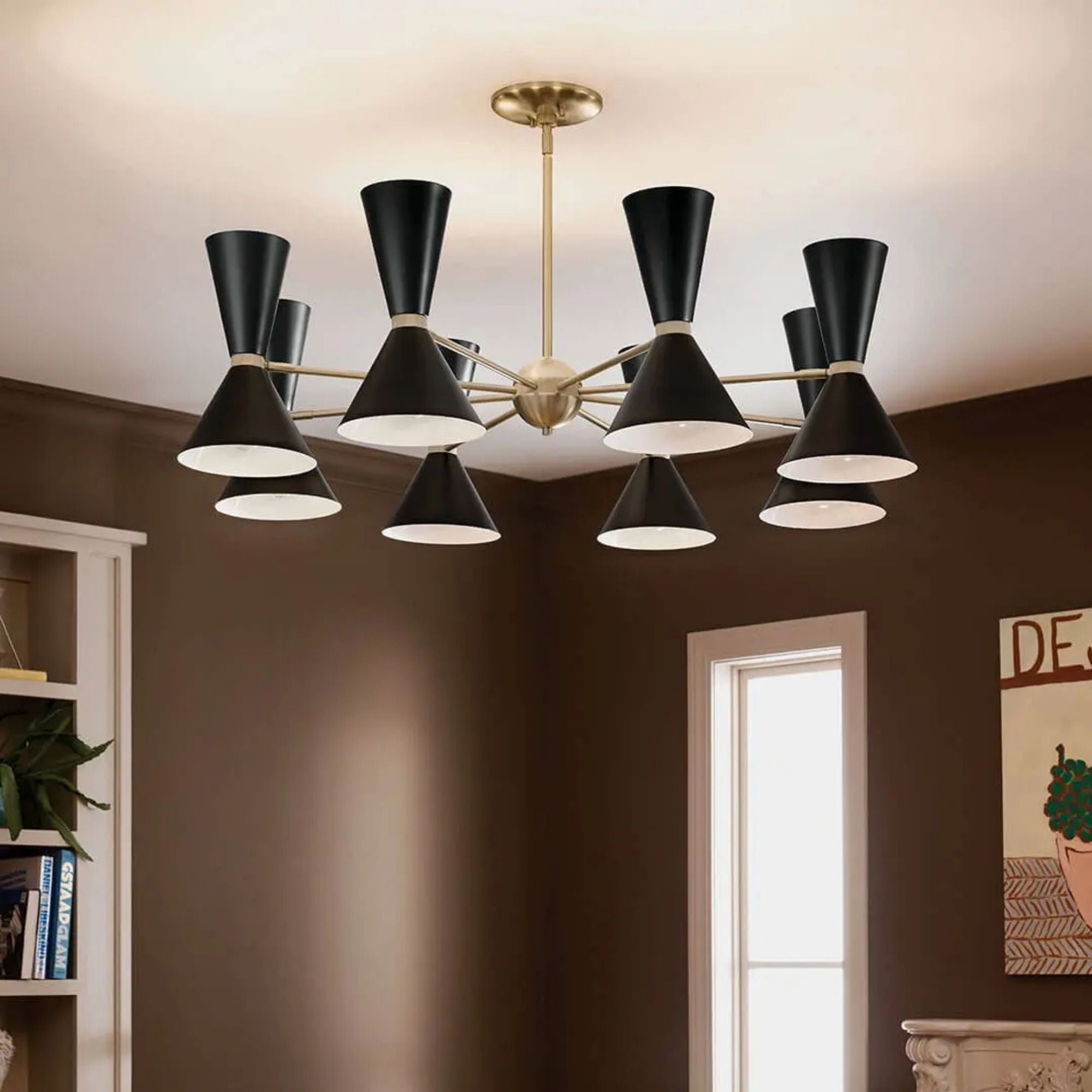 Phix 49" 16 Light Chandelier, Champagne Bronze & Black Finish