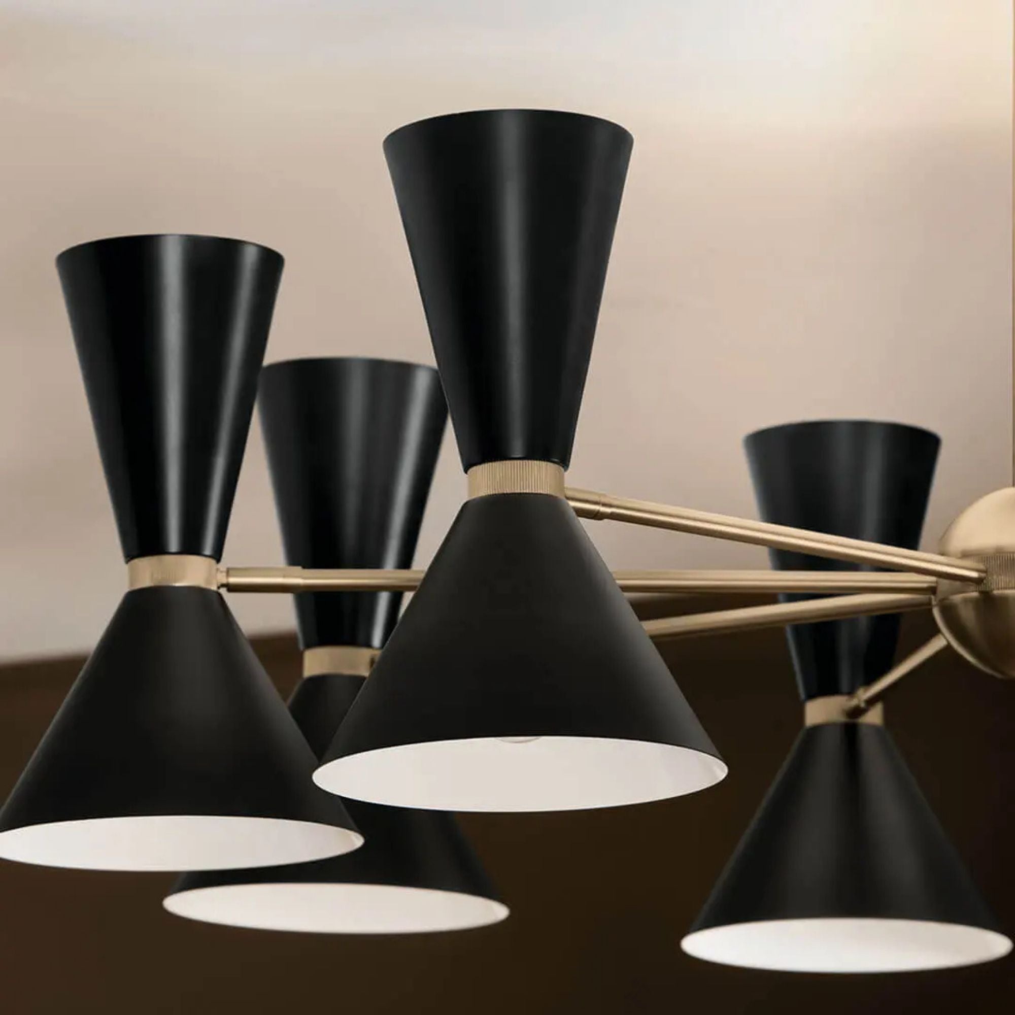 Phix 49" 16 Light Chandelier, Champagne Bronze & Black Finish
