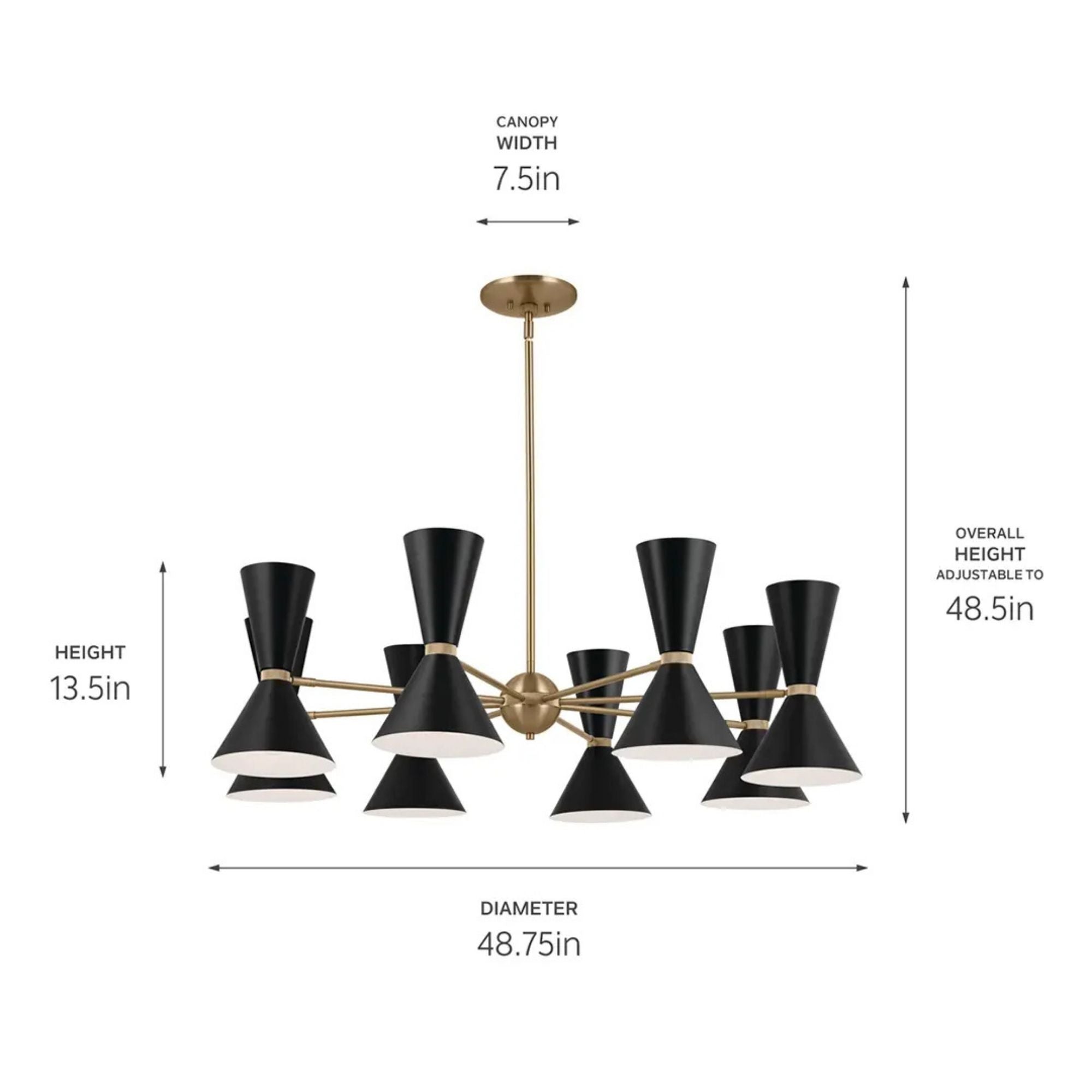 Phix 49" 16 Light Chandelier, Champagne Bronze & Black Finish