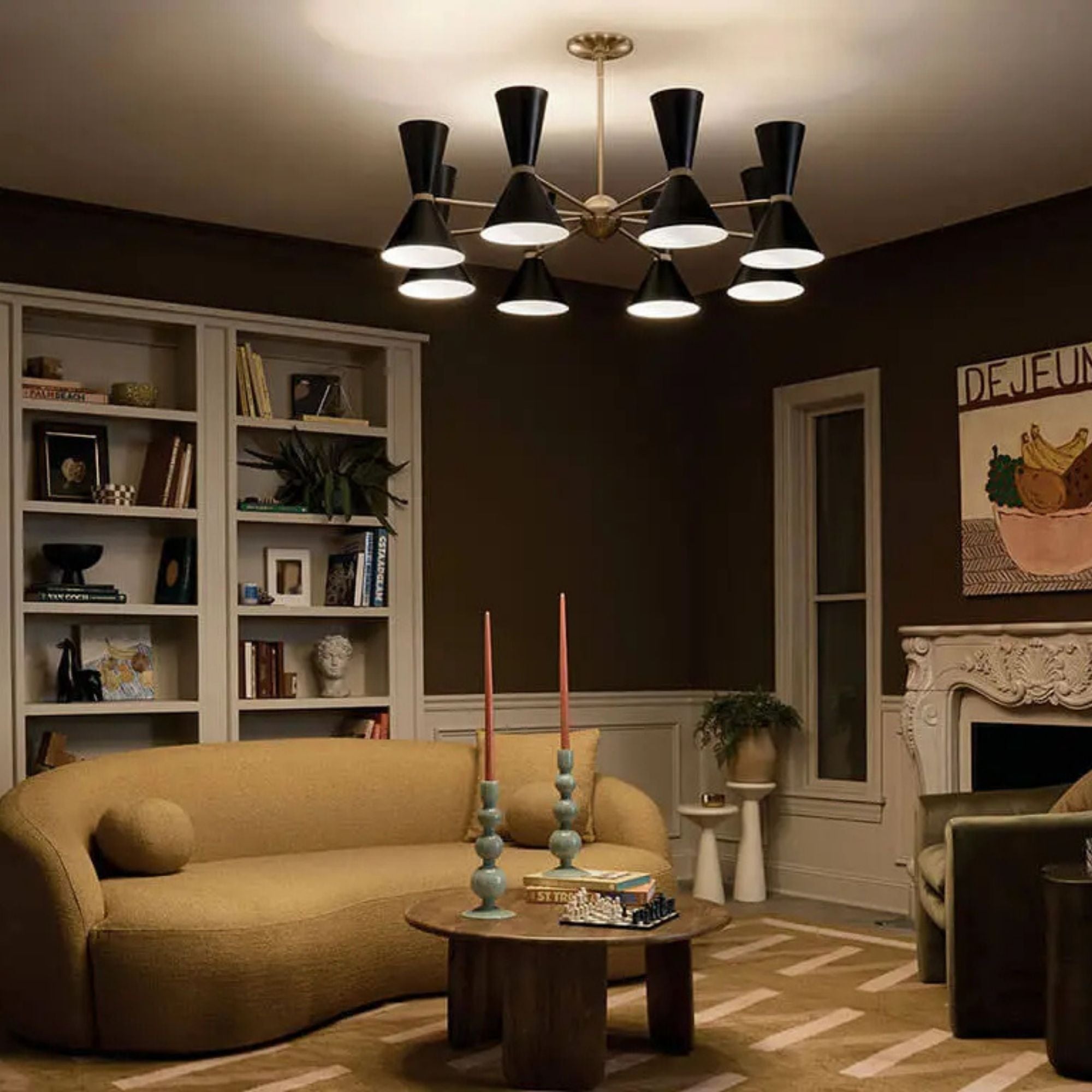 Phix 49" 16 Light Chandelier, Champagne Bronze & Black Finish