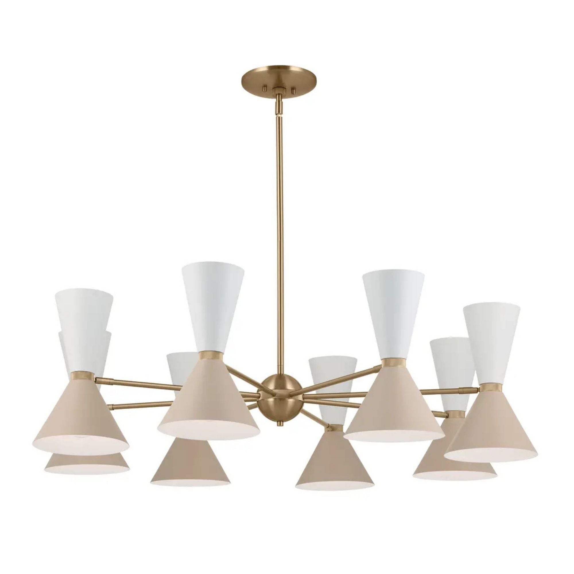 Phix 49" 16 Light Chandelier, Champagne Bronze & Greige Finish