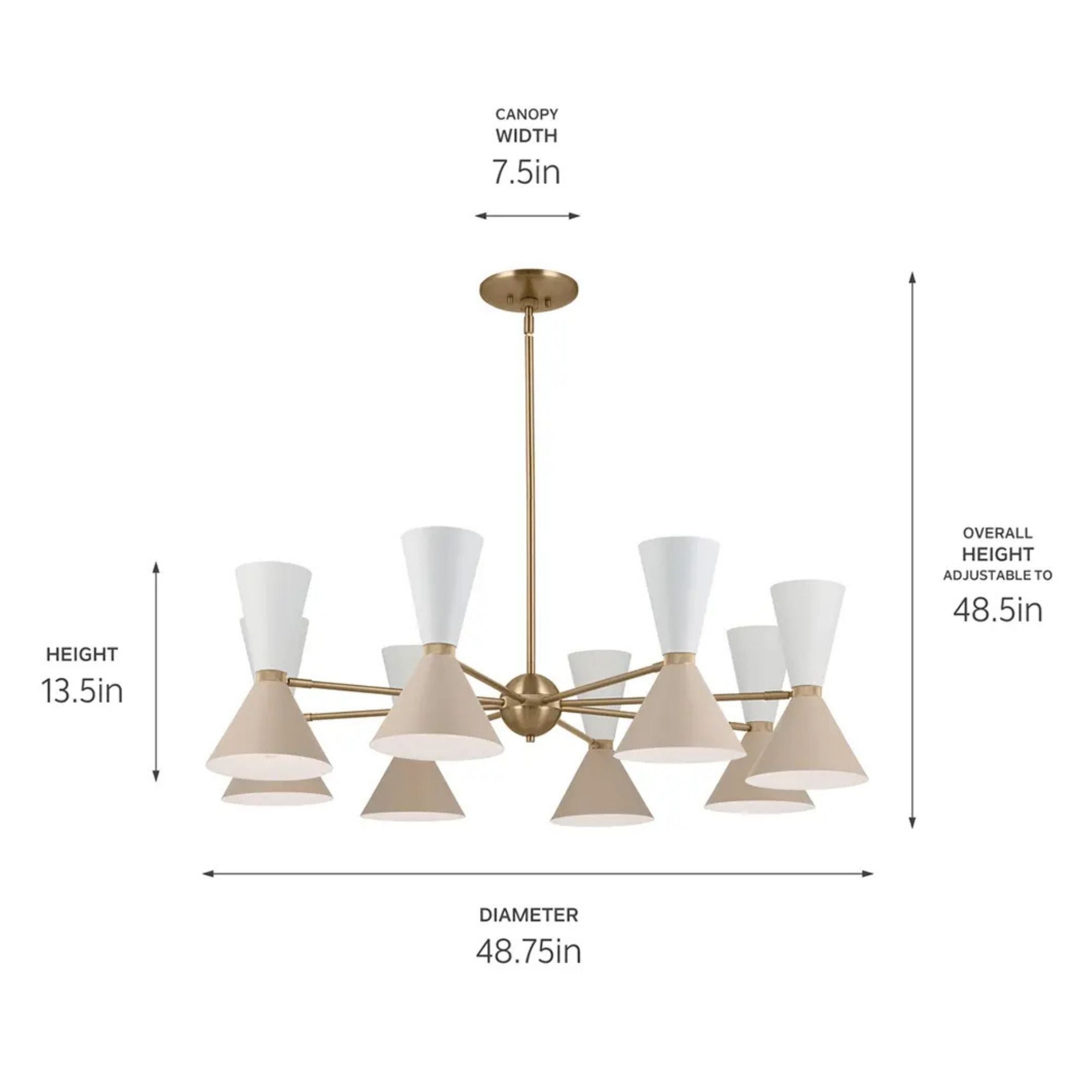 Phix 49" 16 Light Chandelier, Champagne Bronze & Greige Finish