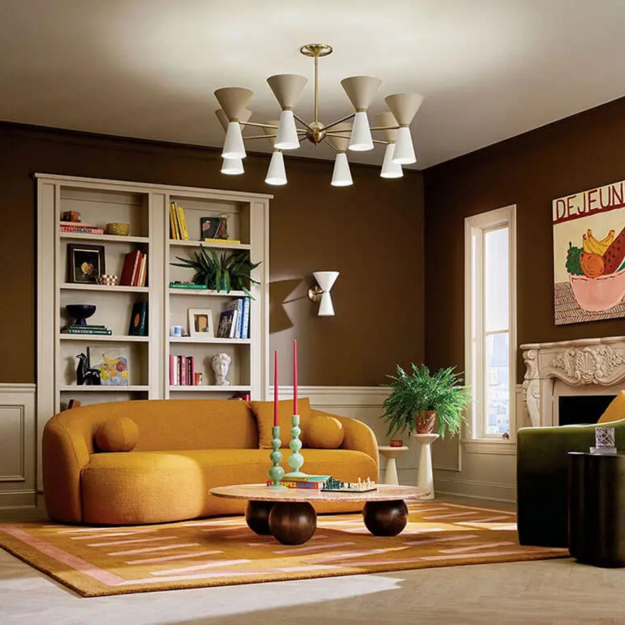 Phix 49" 16 Light Chandelier, Champagne Bronze & Greige Finish