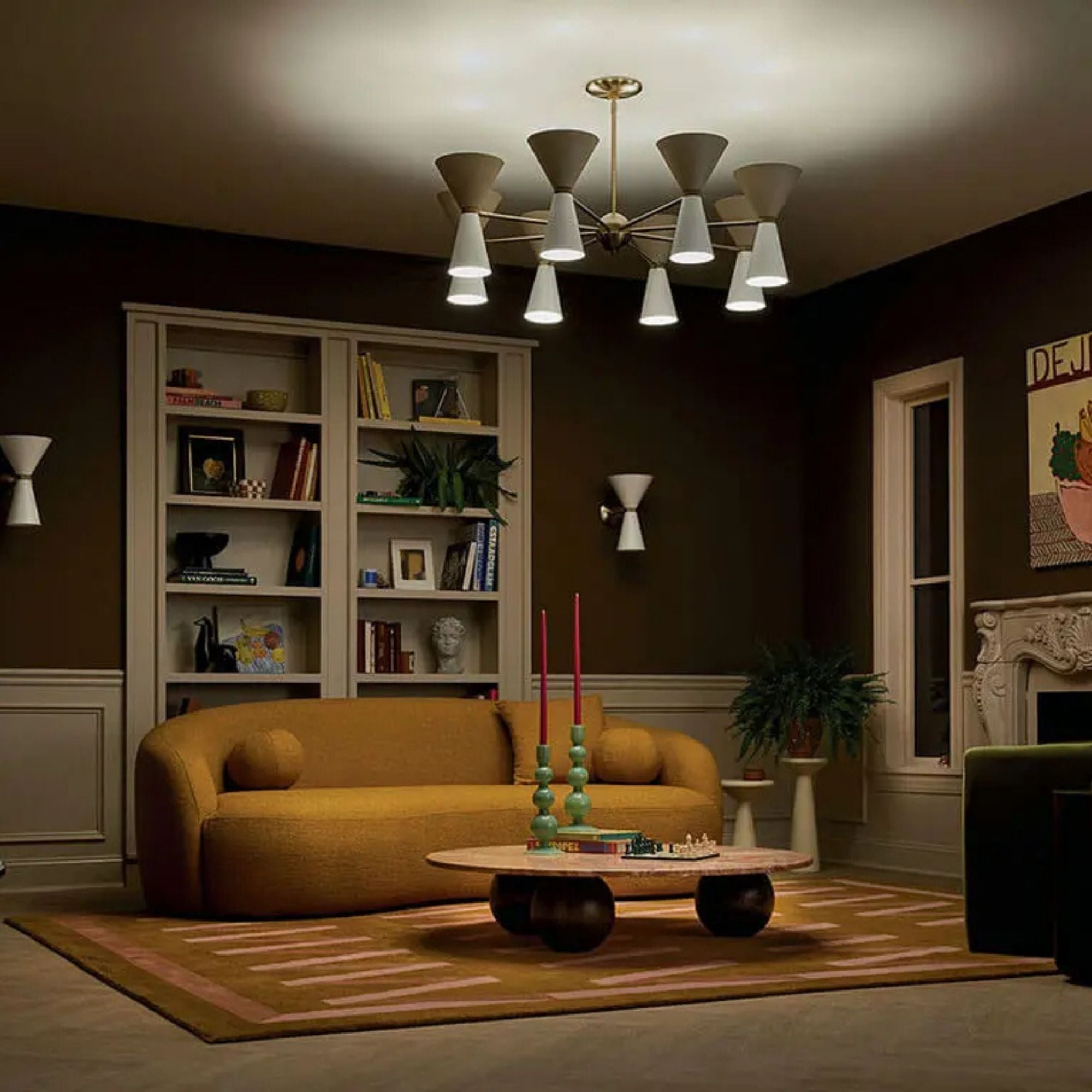 Phix 49" 16 Light Chandelier, Champagne Bronze & Greige Finish