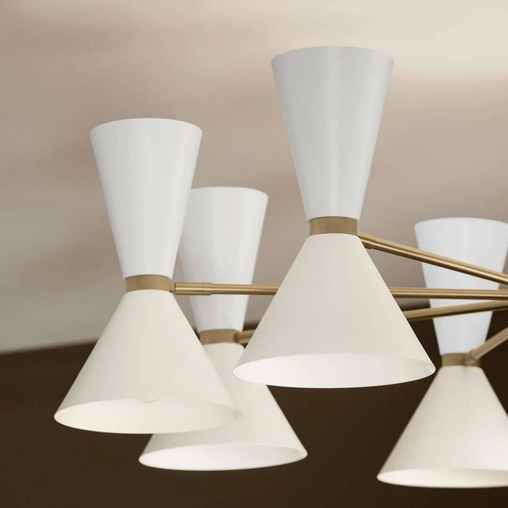 Phix 49" 16 Light Chandelier, Champagne Bronze & White Finish