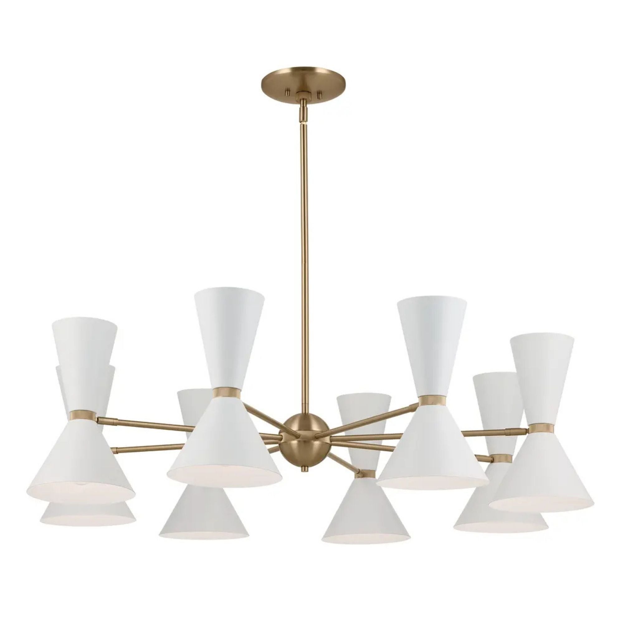 Phix 49" 16 Light Chandelier, Champagne Bronze & White Finish