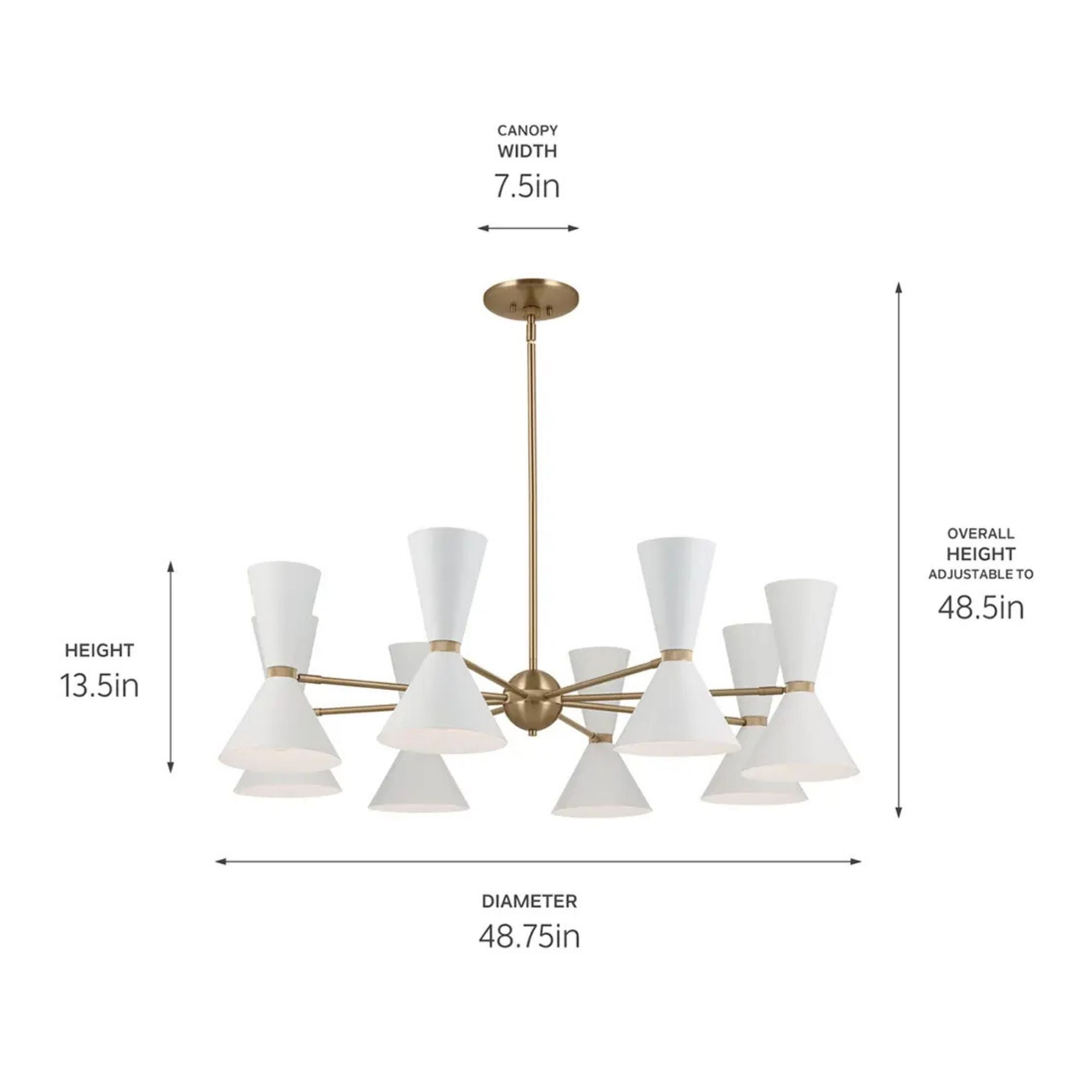 Phix 49" 16 Light Chandelier, Champagne Bronze & White Finish