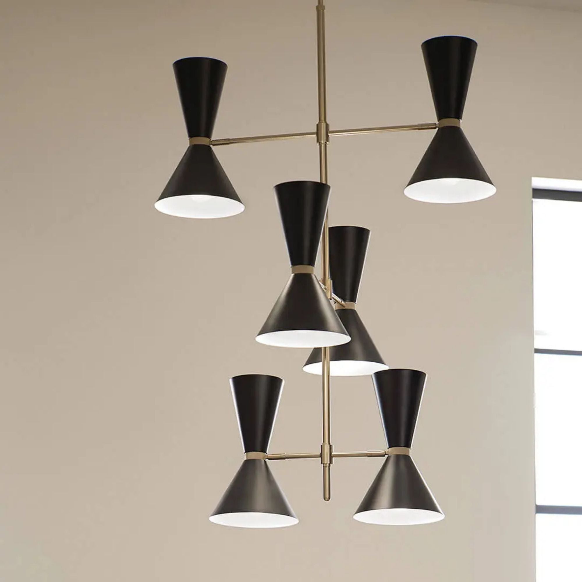 Phix 33" 12-Light Foyer Chandelier, Champagne Bronze & Black Finish