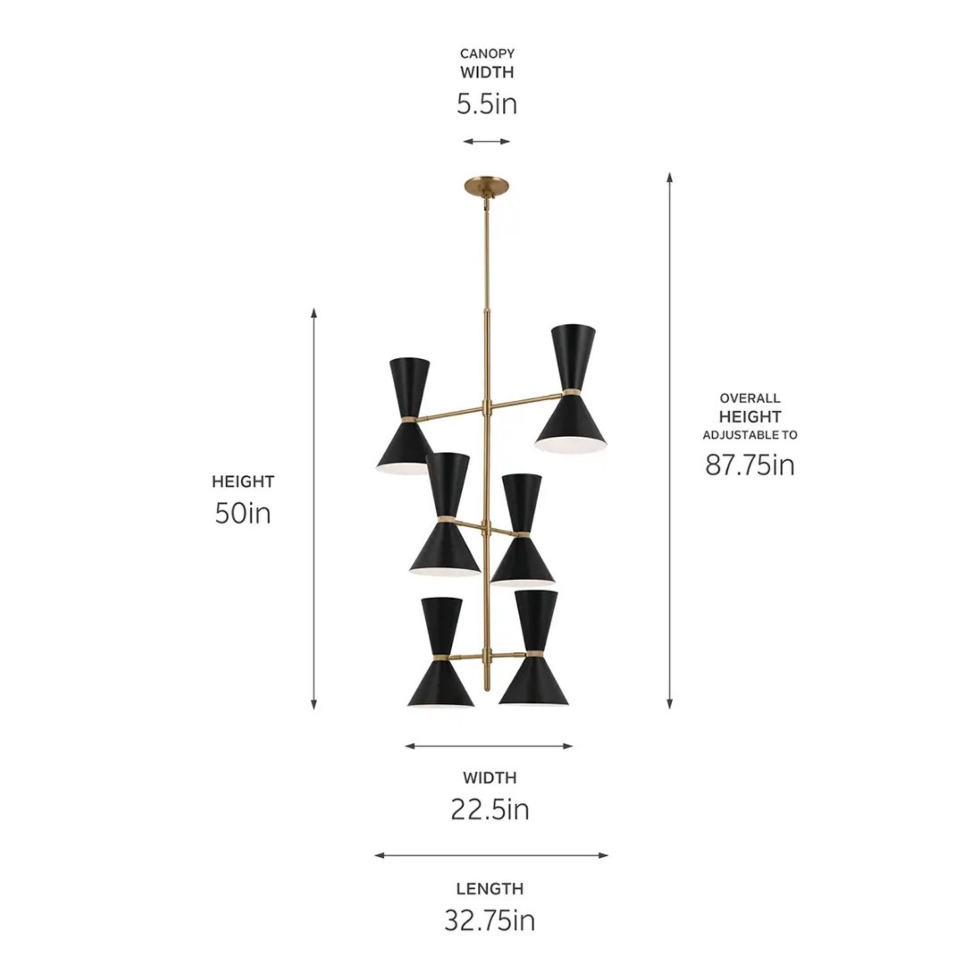 Phix 33" 12-Light Foyer Chandelier, Champagne Bronze & Black Finish