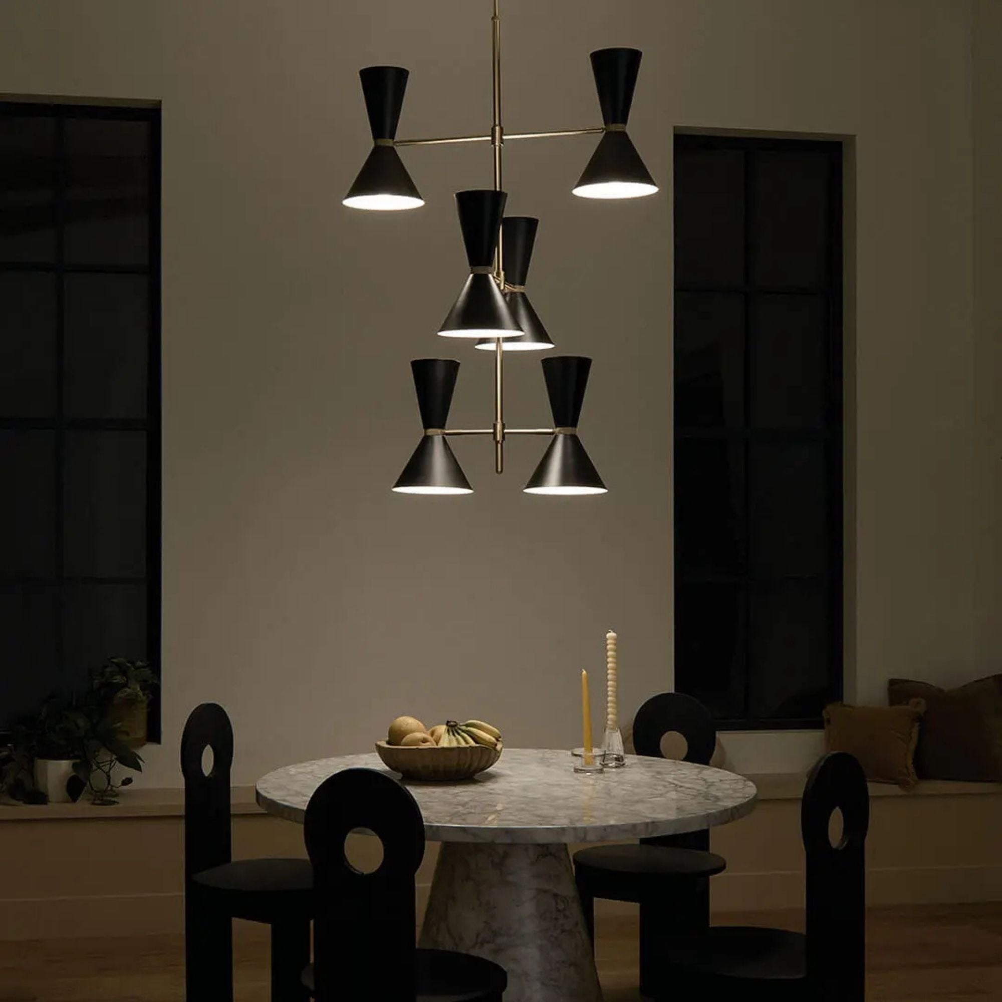 Phix 33" 12-Light Foyer Chandelier, Champagne Bronze & Black Finish