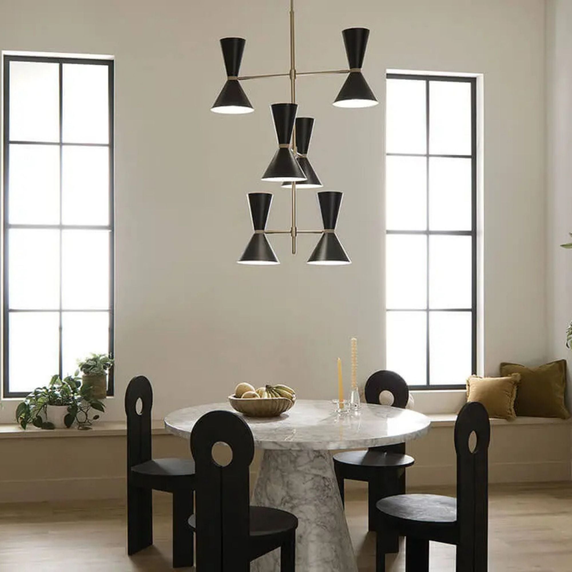 Phix 33" 12-Light Foyer Chandelier, Champagne Bronze & Black Finish