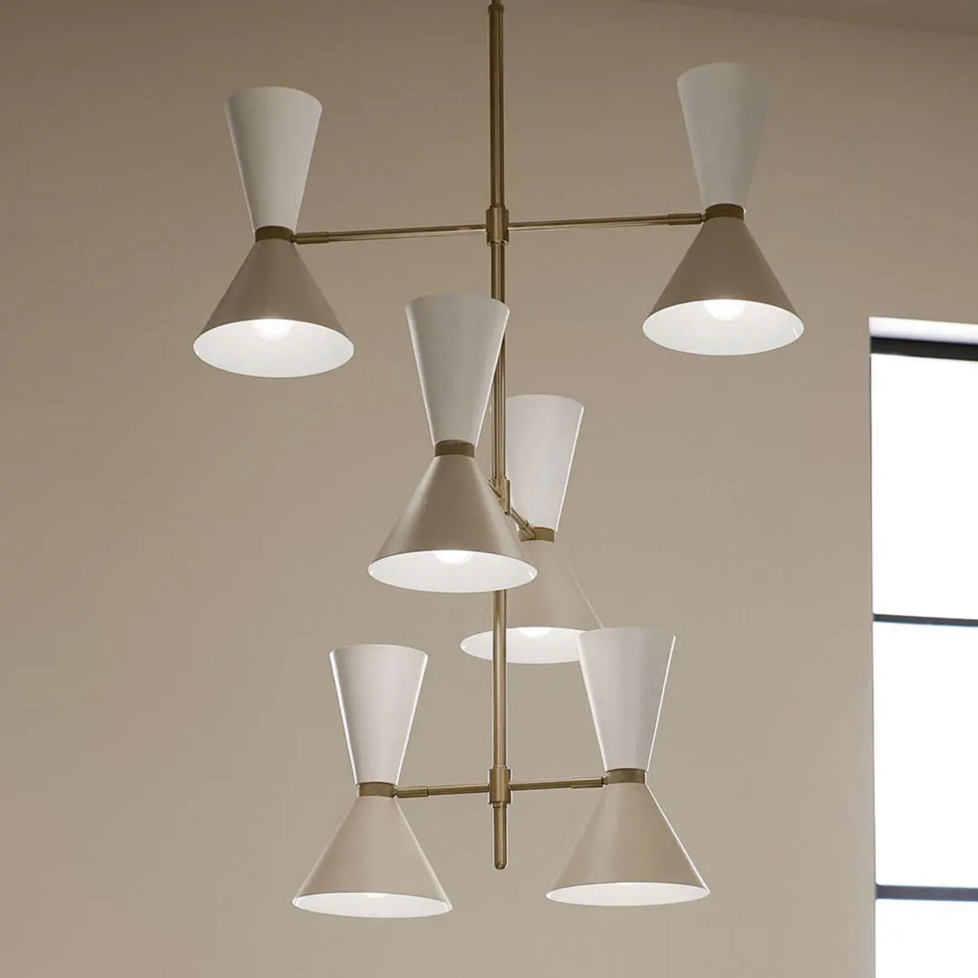 Phix 33" 12-Light Foyer Chandelier, Champagne Bronze & Greige Finish
