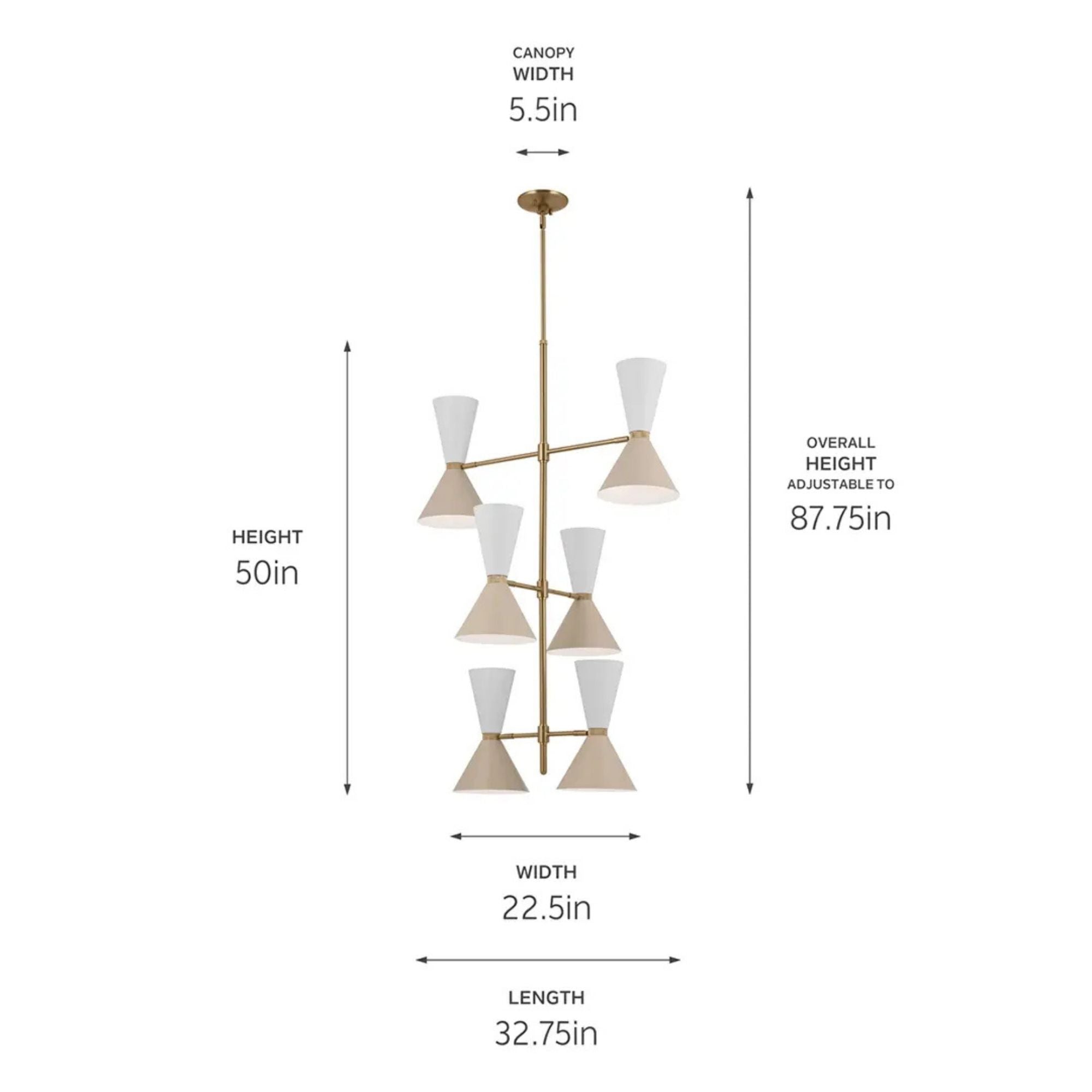 Phix 33" 12-Light Foyer Chandelier, Champagne Bronze & Greige Finish