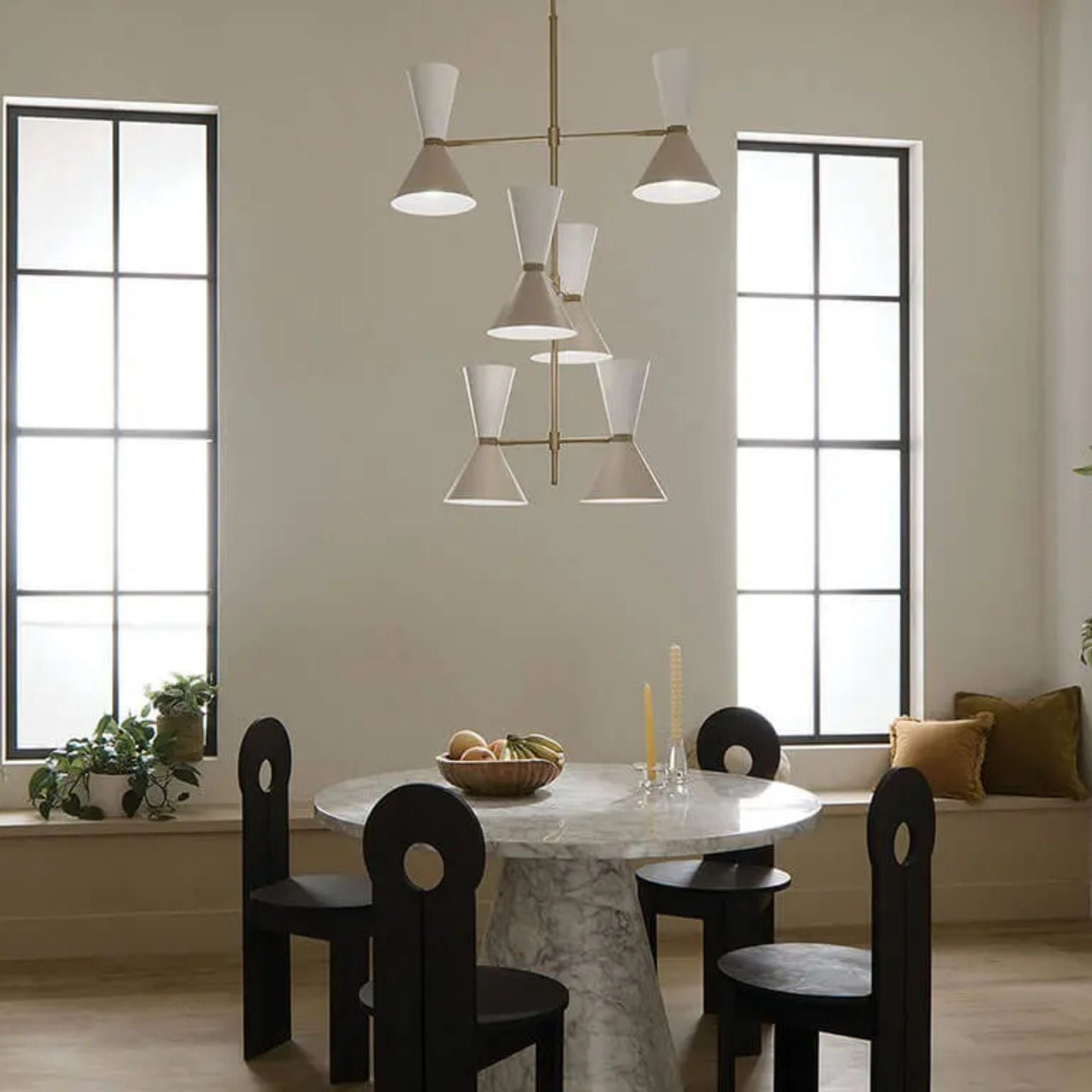 Phix 33" 12-Light Foyer Chandelier, Champagne Bronze & Greige Finish