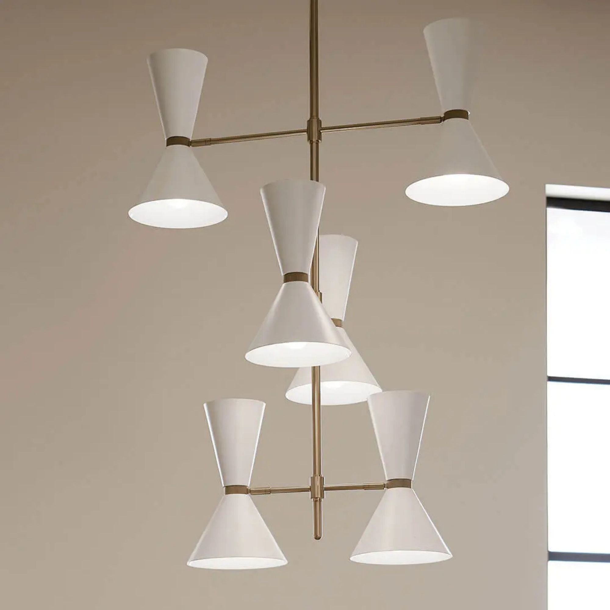 Phix 33" 12-Light Foyer Chandelier, Champagne Bronze & White Finish