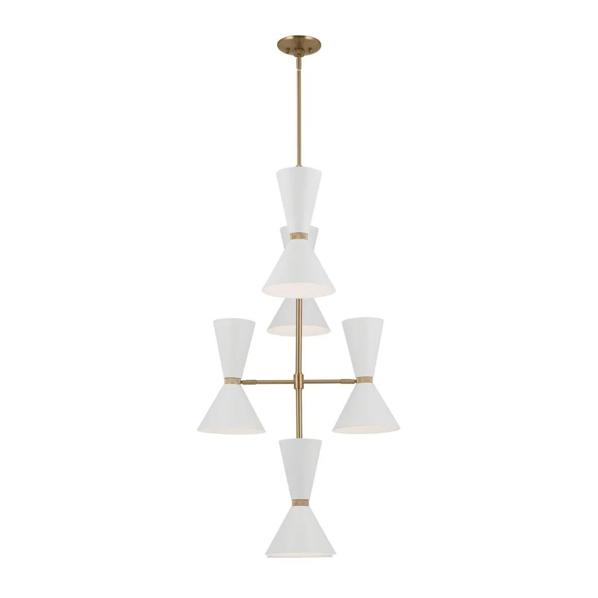 Phix 33" 12-Light Foyer Chandelier, Champagne Bronze & White Finish