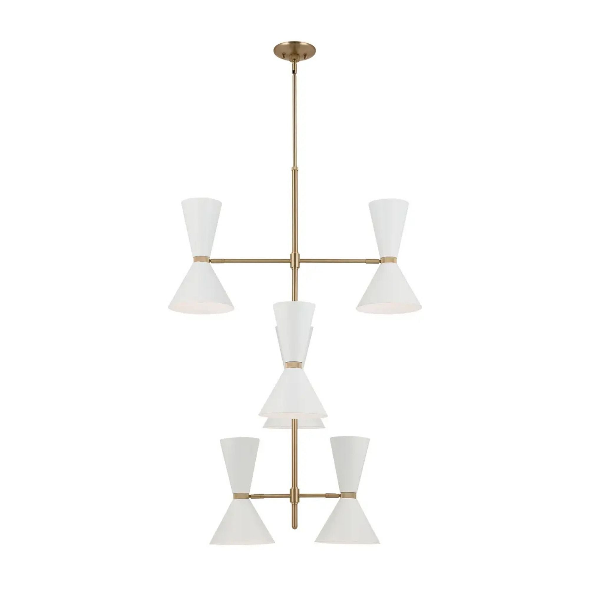 Phix 33" 12-Light Foyer Chandelier, Champagne Bronze & White Finish