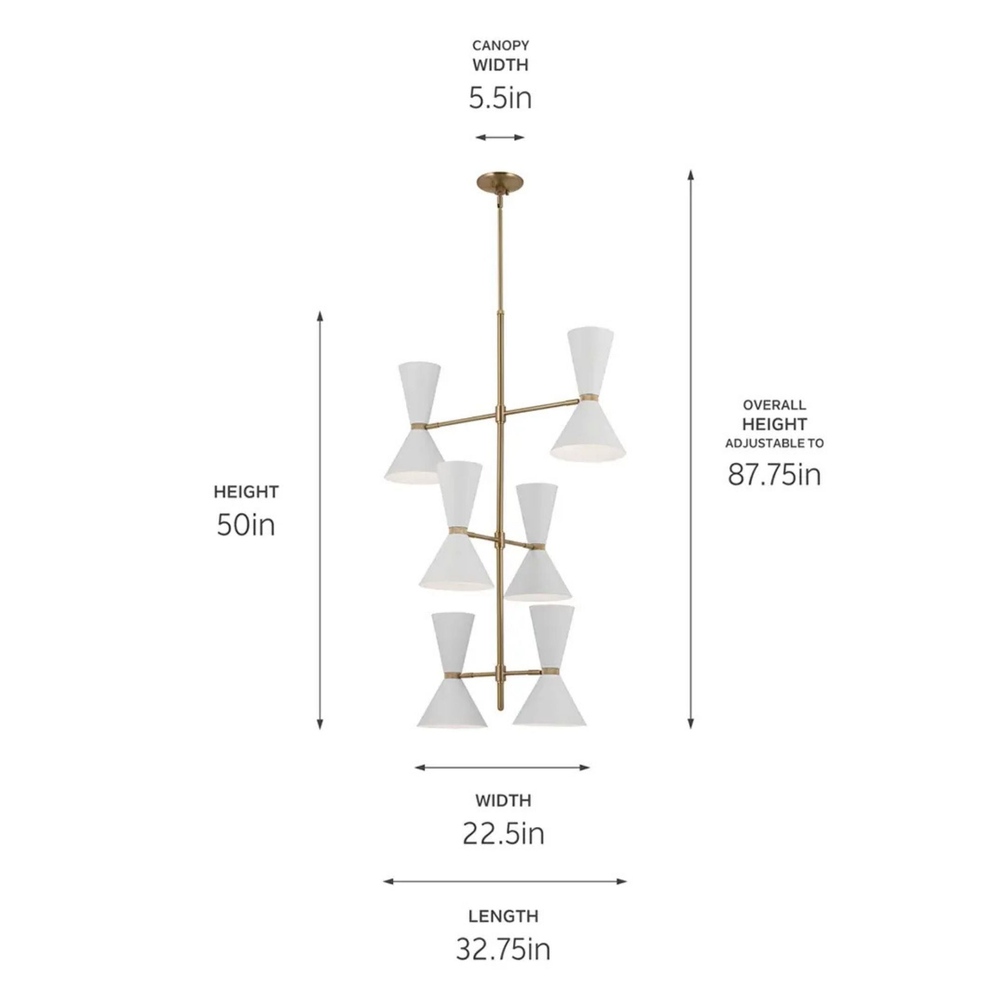 Phix 33" 12-Light Foyer Chandelier, Champagne Bronze & White Finish