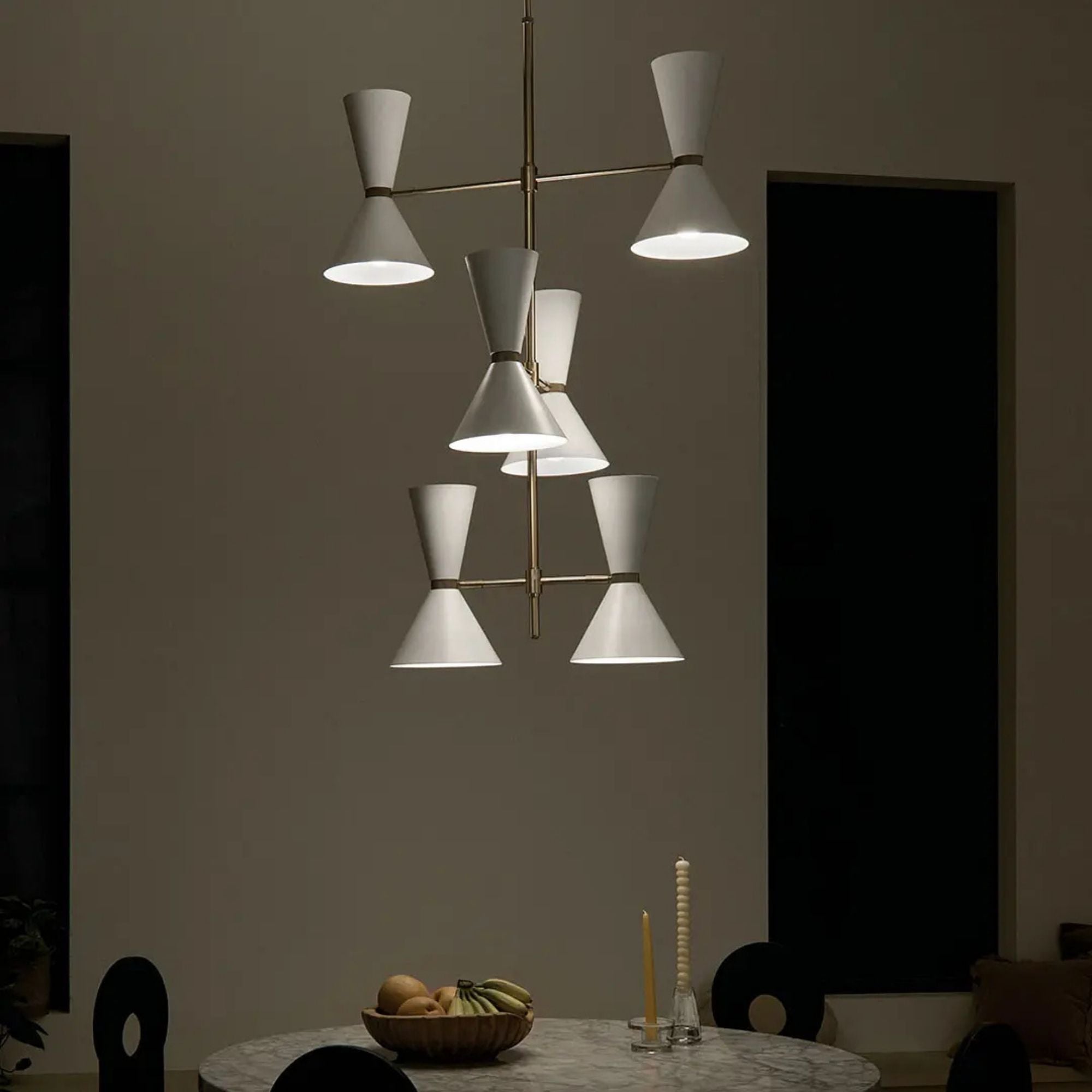 Phix 33" 12-Light Foyer Chandelier, Champagne Bronze & White Finish