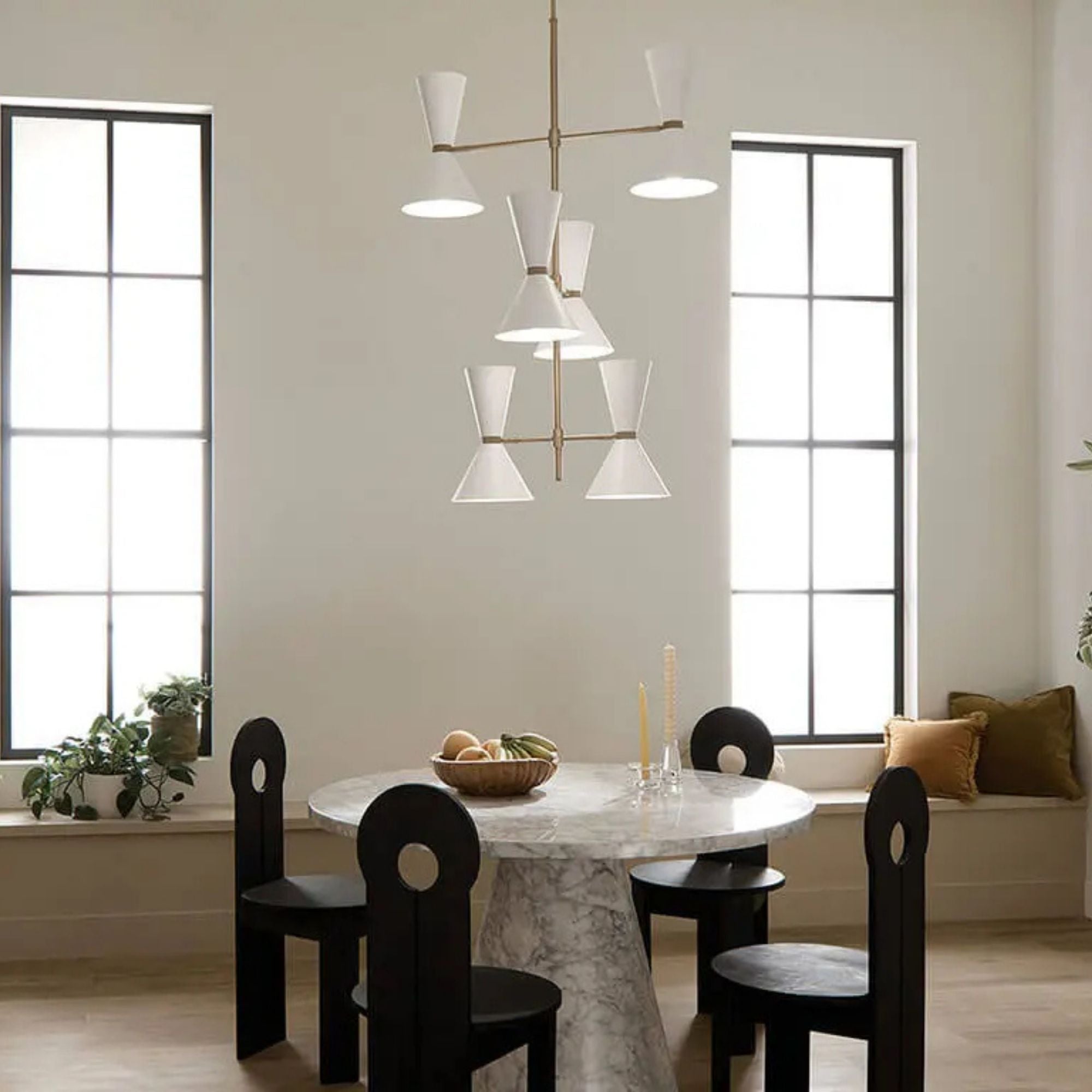 Phix 33" 12-Light Foyer Chandelier, Champagne Bronze & White Finish