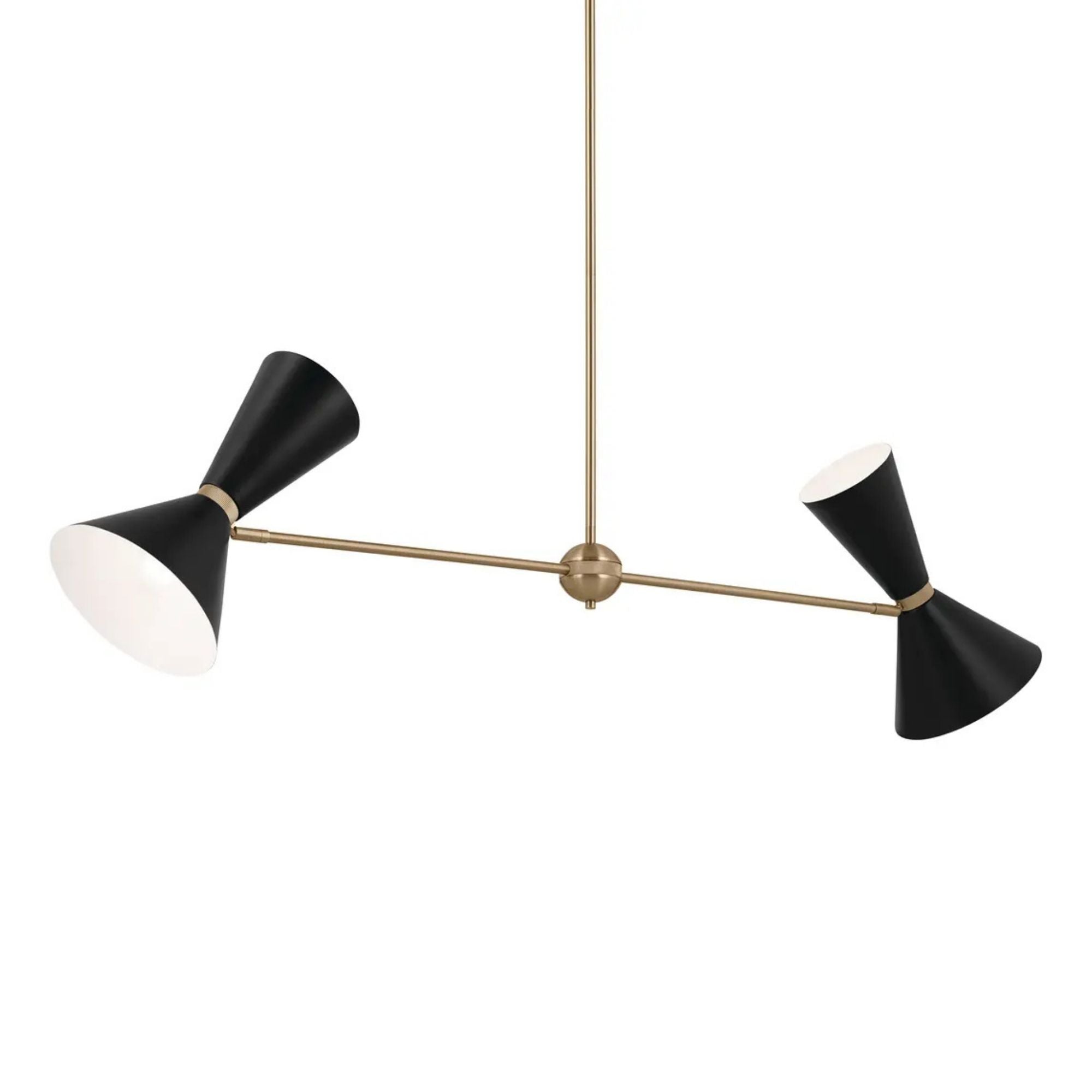 Phix 48" 4-Light Linear Chandelier, Champagne Bronze & Black Finish