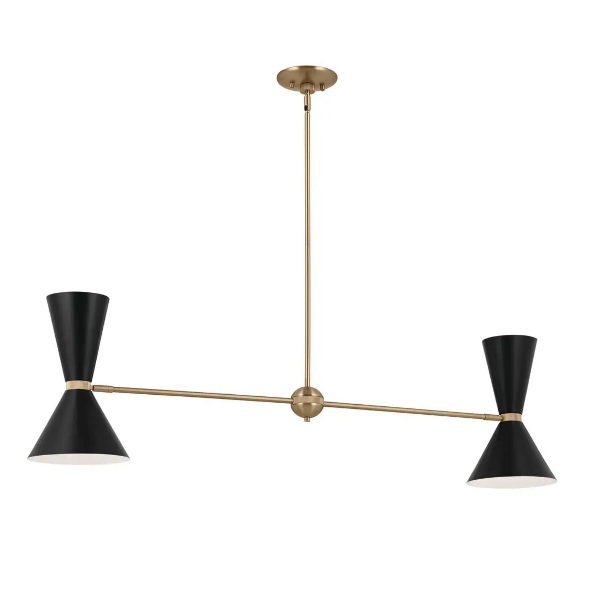 Phix 48" 4-Light Linear Chandelier, Champagne Bronze & Black Finish